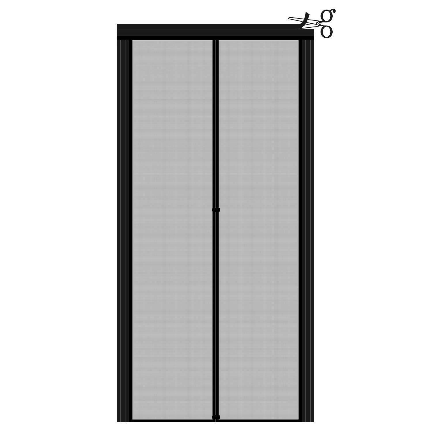 Magnetisches Fliegengitter Für Balkontür, Verstellbar, Ohne Bohren, 74-84 Cm X 201-206 Cm, Schwarz