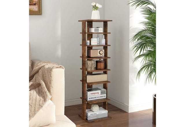 Costway 8 Stufiges Schuhregal Höhenverstellbar Holz Braun Einzel