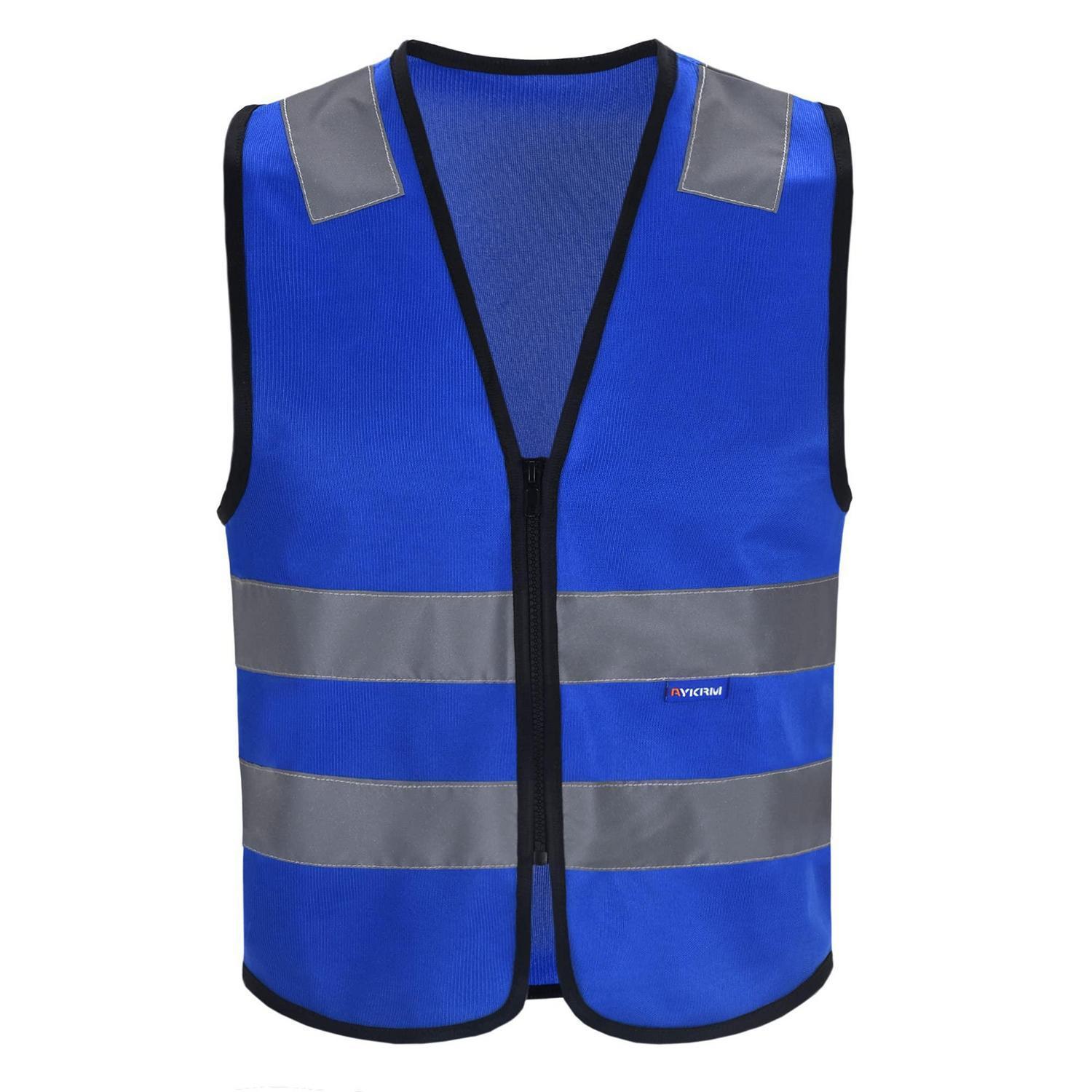 Warnweste Mit Reißverschluss, Reflektierend, Unisex, Blau, Größe Xs