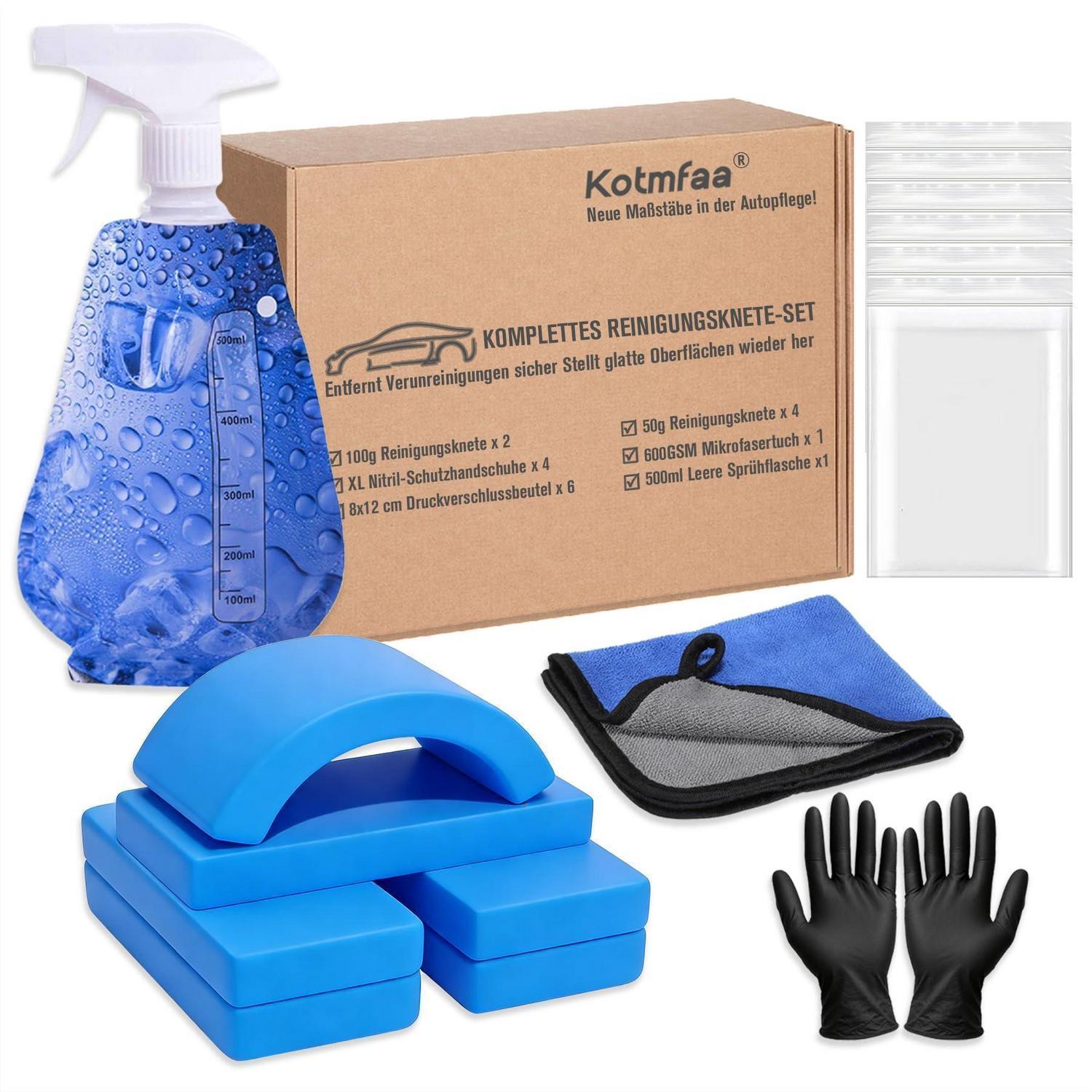 Auto Reinigungsknete Set Mit Sprühflasche, 400g Car Clay Bar Kit, Lackknete Inkl. Mikrofasertuch