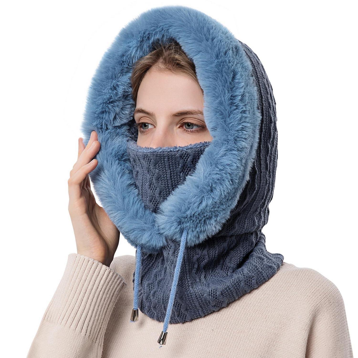 Sturmhaube Damen Mit Fellkragen, Warm, Winddicht, Verstellbar, Für Skifahren, Radfahren