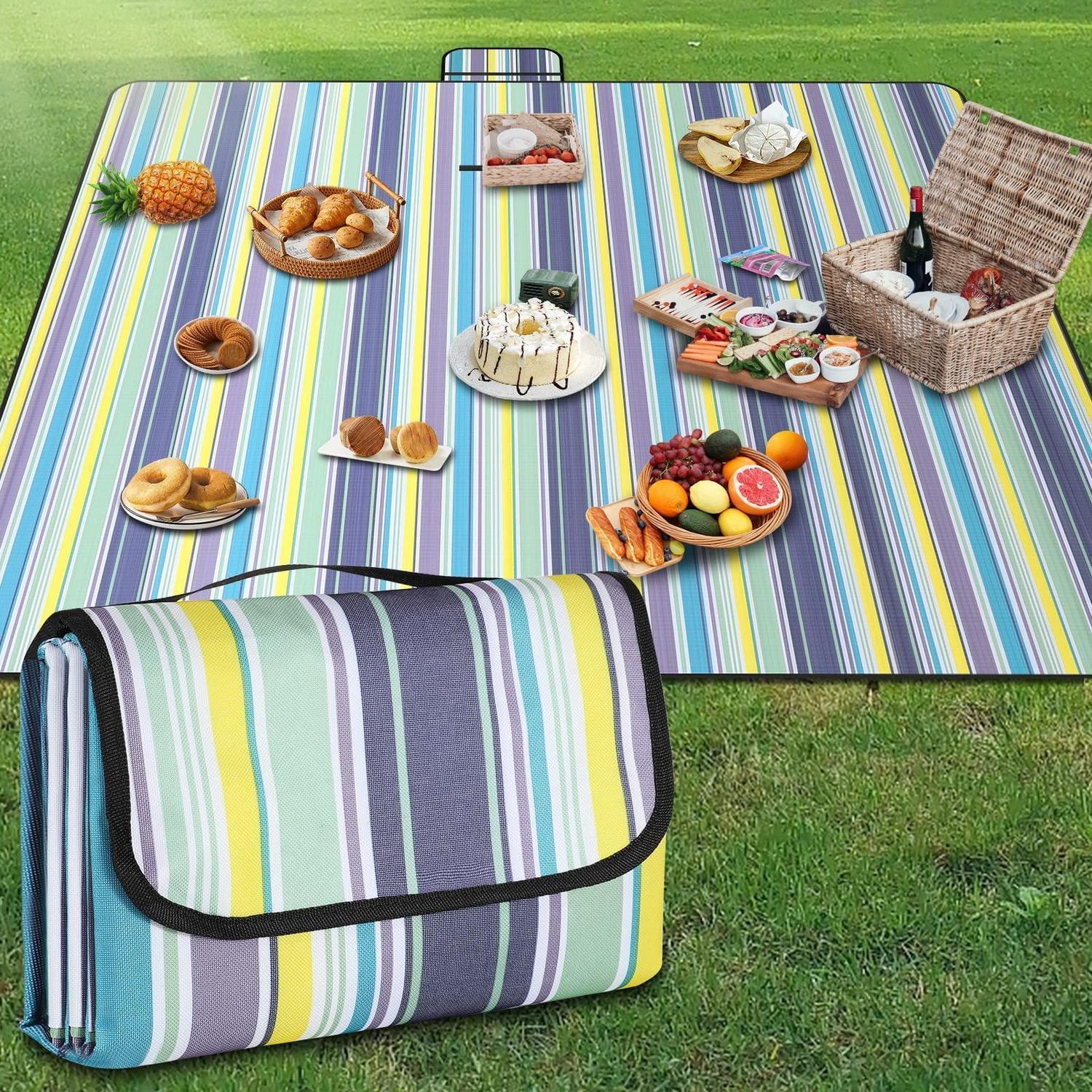 Picknickdecke 200x200 Cm Wasserdicht, Faltbar, Mit Griff, Für Camping & Outdoor