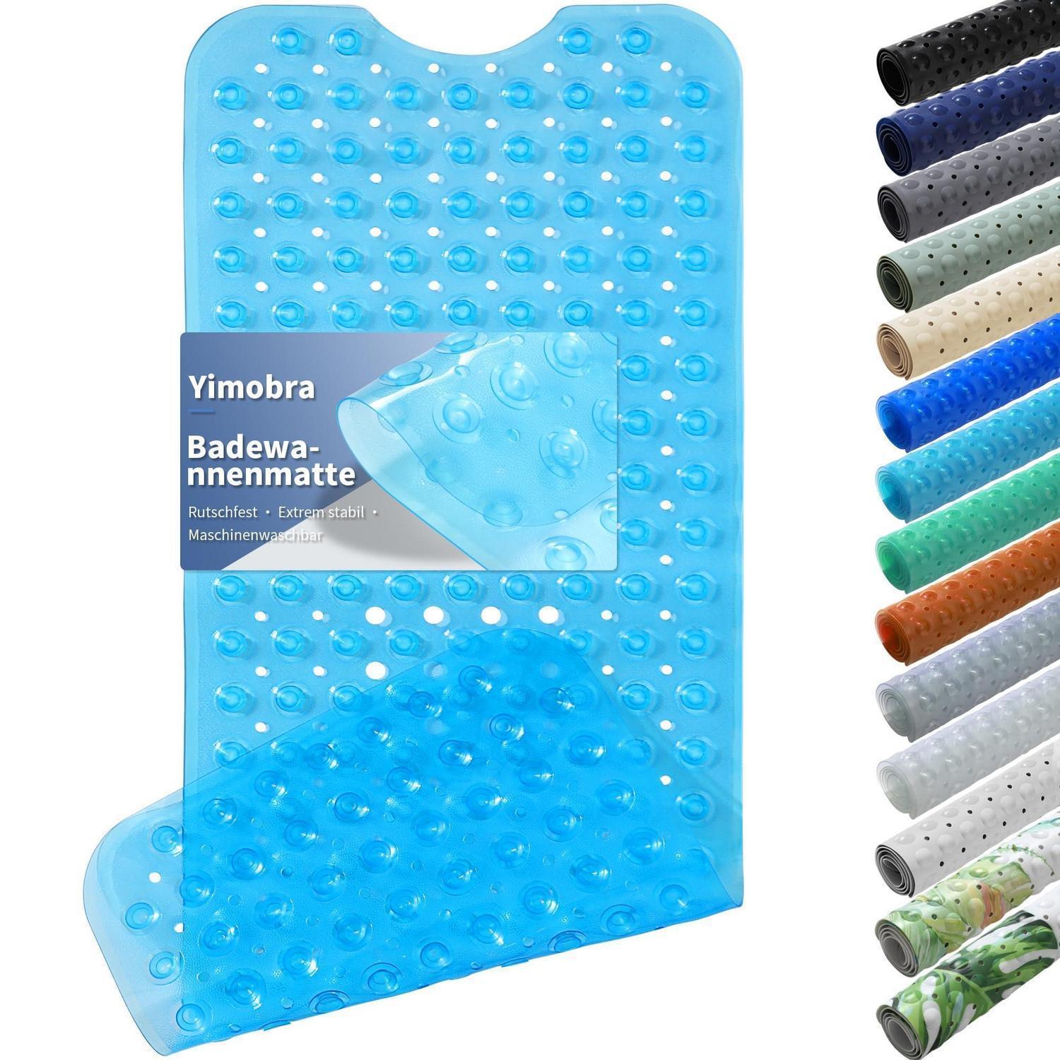 Badewannenmatte Extra Lang 100x40cm, Rutschfest, Maschinenwaschbar, Blau