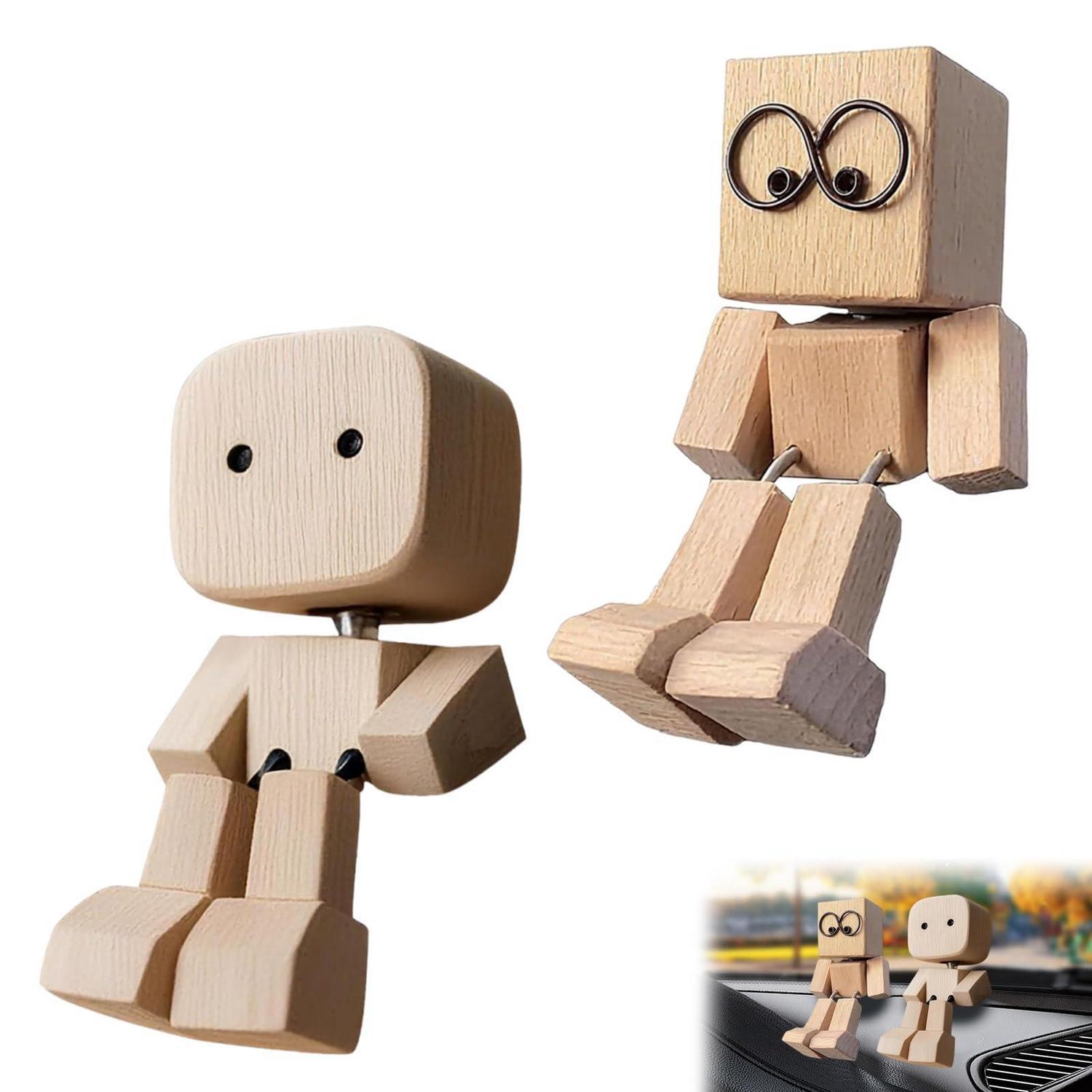 Holz Wackelpuppen 2er Set Für Auto & Schreibtisch