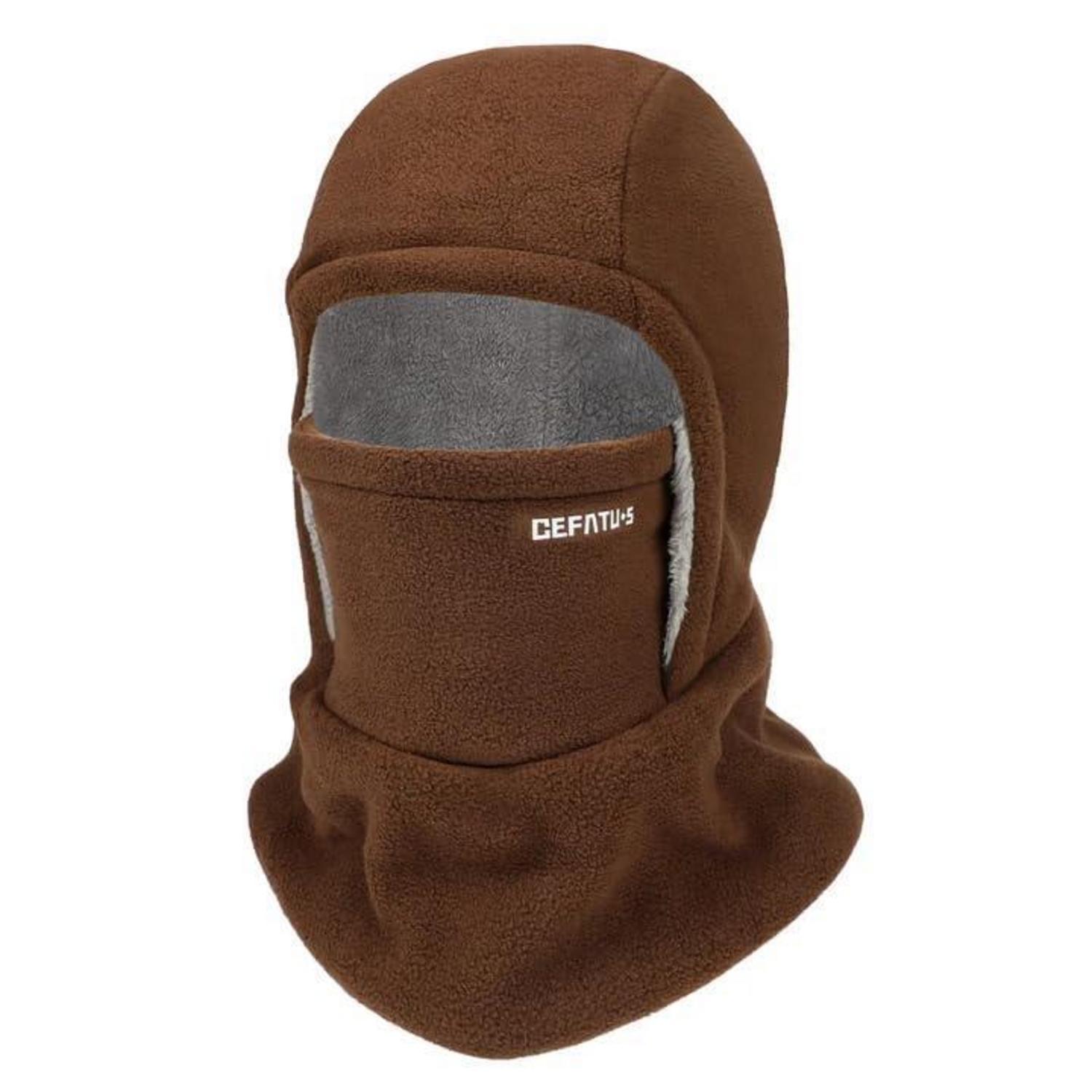 Sturmhaube Winter Mütze Für Damen Herren, Thermo Fleece, Winddicht, Nackenwärmer, Kaffeebraun