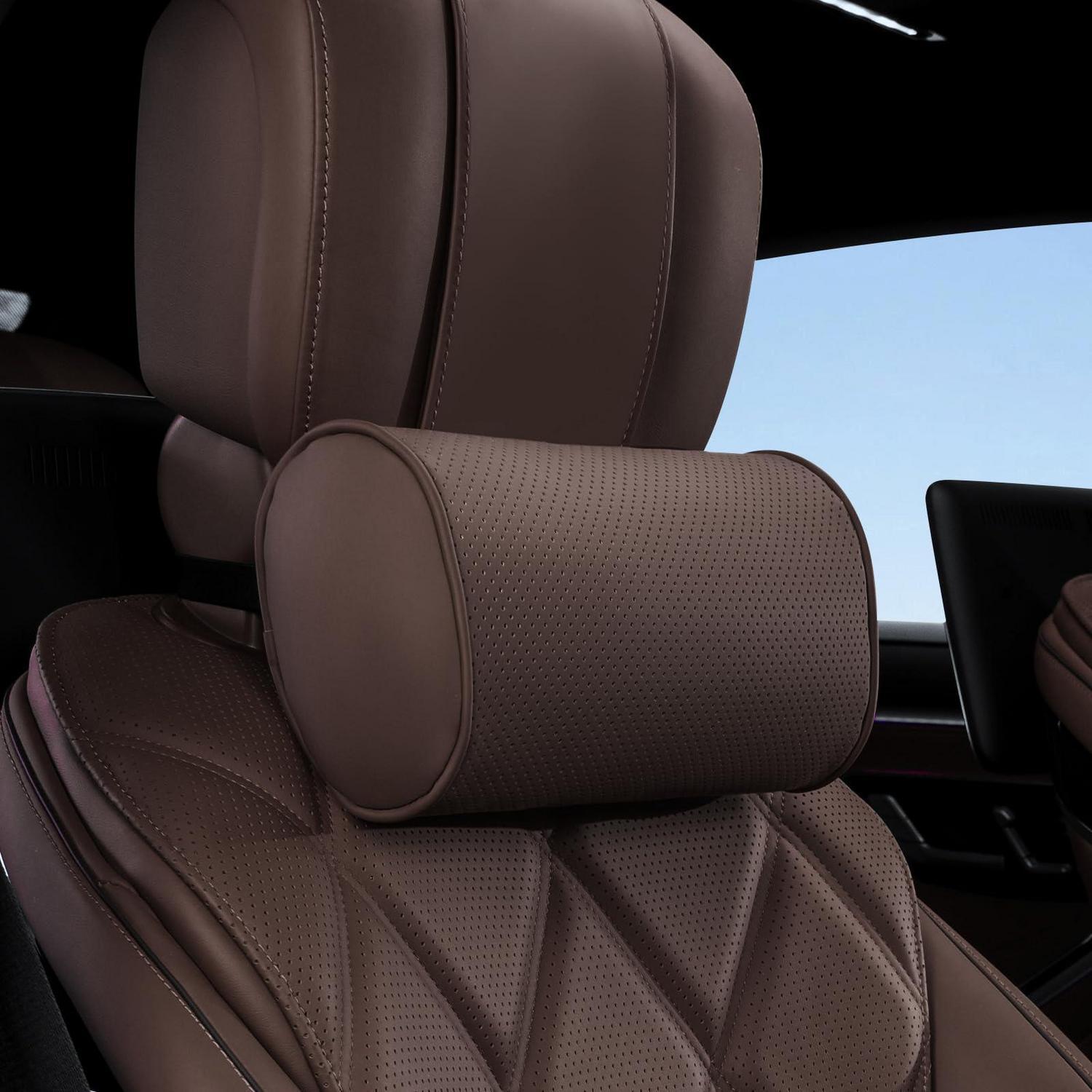 Auto Nackenkissen Leder Ergonomisch Verstellbar Für Auto & Büro Braun