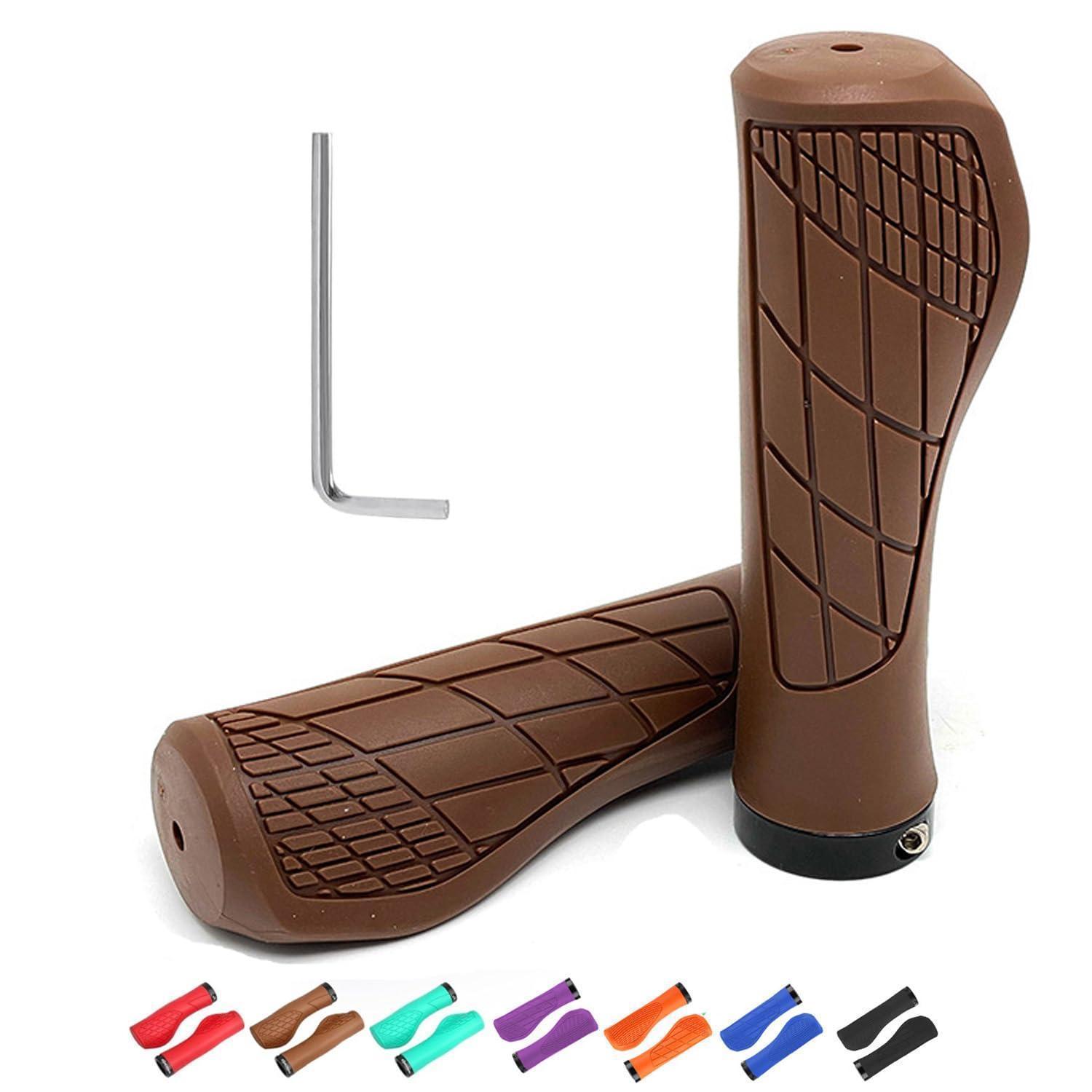 Ergonomische Fahrradgriffe Für 22mm Lenker, Rutschfest, Braun