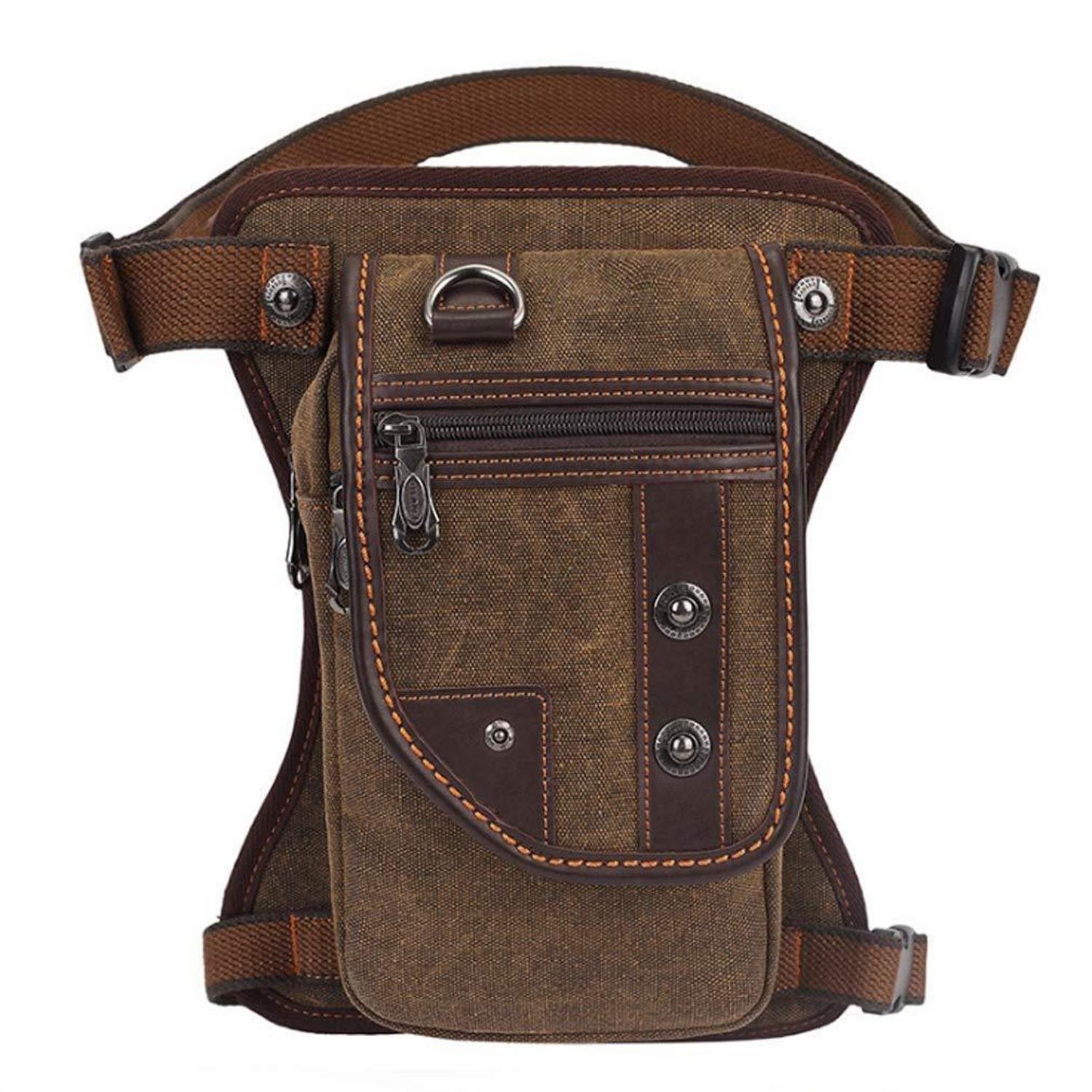 Beintasche Motorrad Canvas Reitertasche Braun Wasserabweisend Für Herren Damen