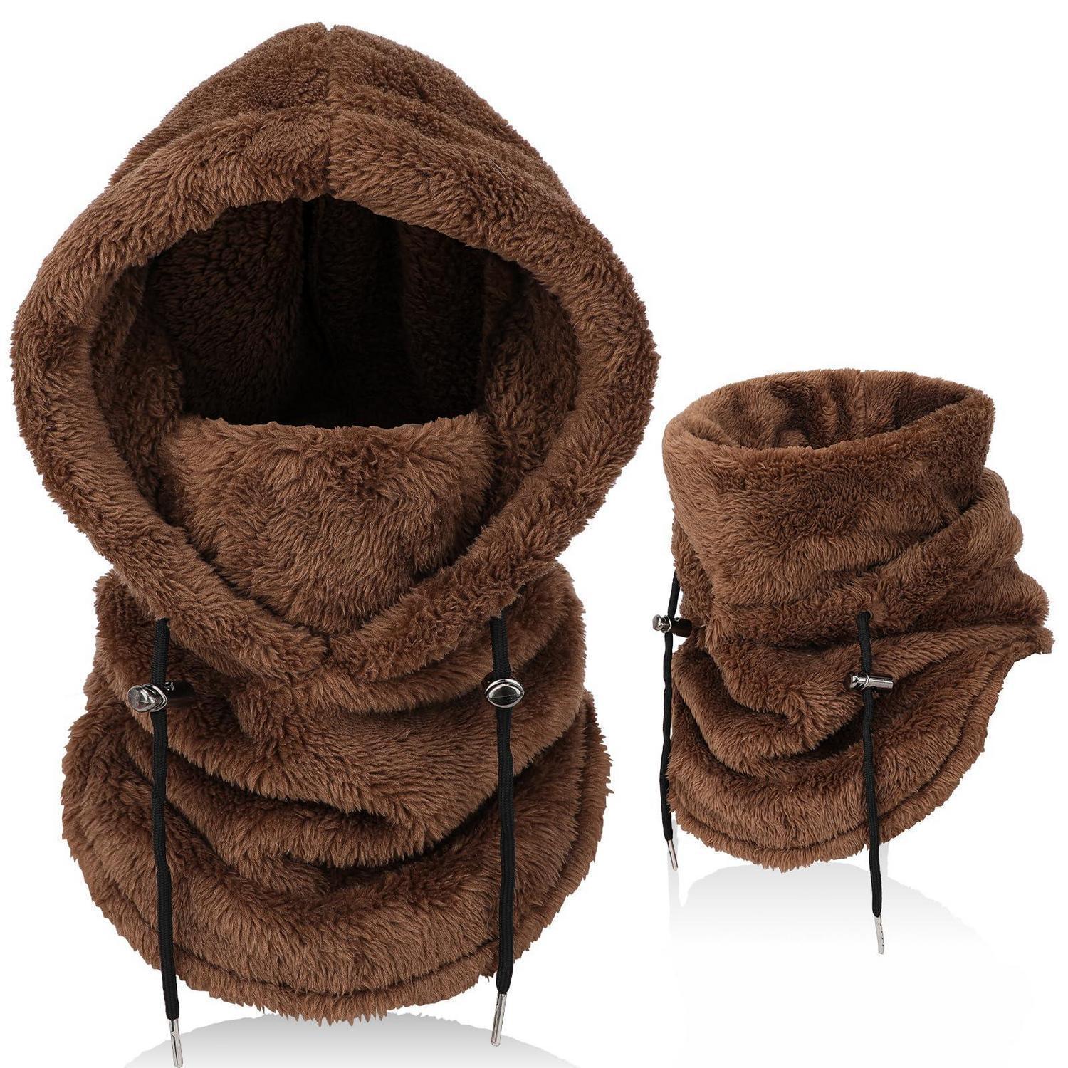 Winter Sturmhaube Fleece Mit Nackenwärmer, Winddicht & Warm, Unisex Braun