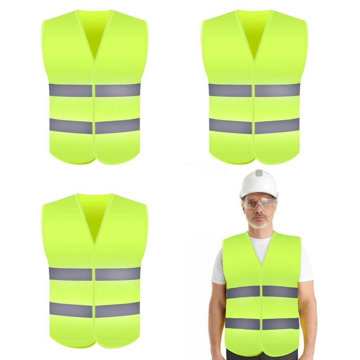 3er Pack Warnwesten Gelb Reflektierend 360 Grad Sichtbarkeit Unisex