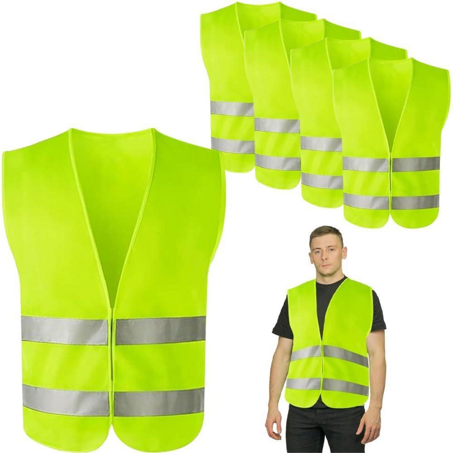 5er Pack Warnwesten Gelb Für Auto, Fahrer, Arbeitskräfte 59x68cm