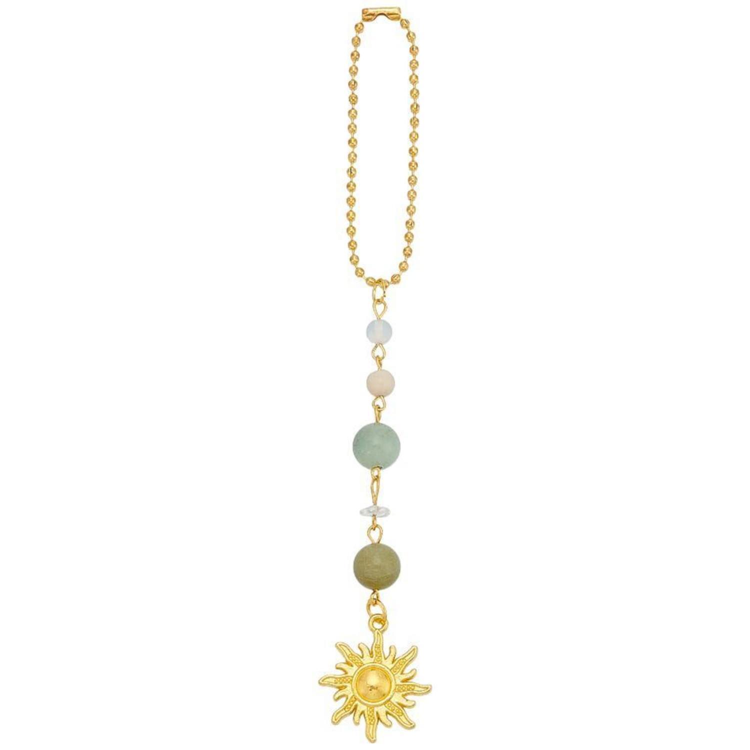 Auto-anhänger Mit Sonnensymbol Und Edelsteinperlen, Boho-stil, 17cm