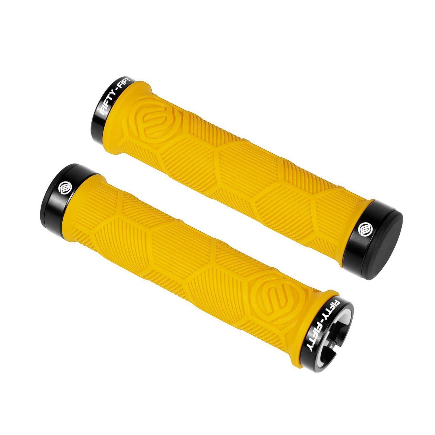 Fahrradgriffe Mtb Gelb, Double Lock-on, Rutschfest, Leicht, 22,2mm Lenker