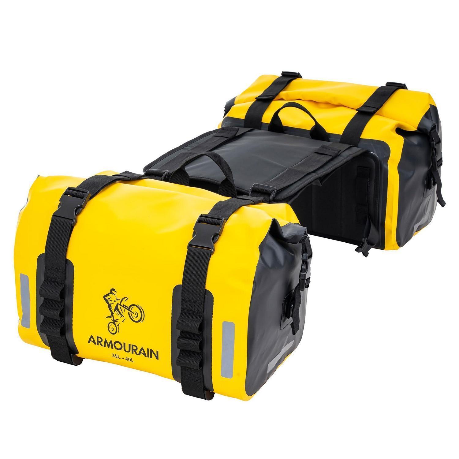 Motorrad Gepäckrolle Wasserdicht 70l (35l2) Gelb Mit Reflektoren