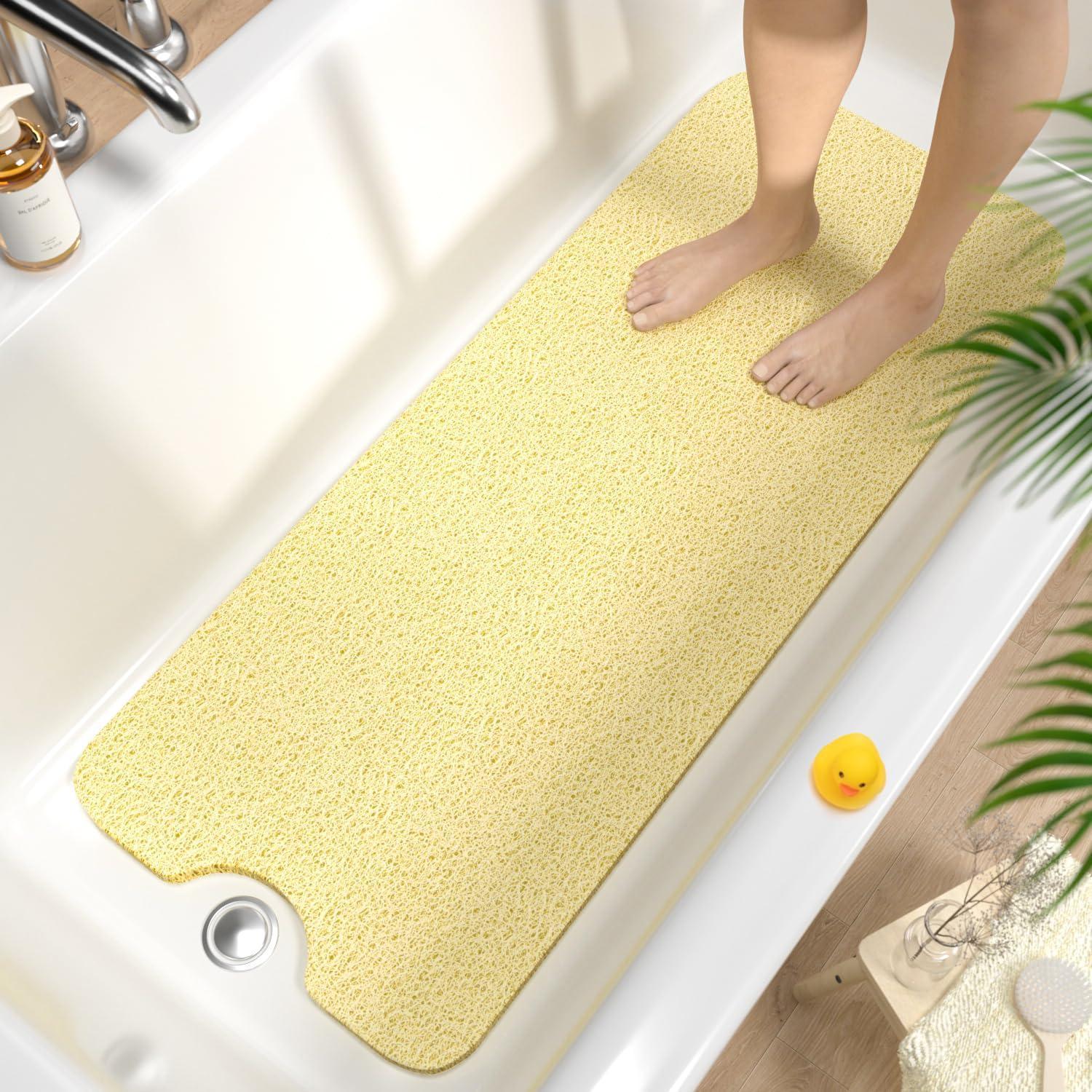 Badewannenmatte Rutschfest 100x40cm, Extra Lang, Schnelltrocknend, Beige