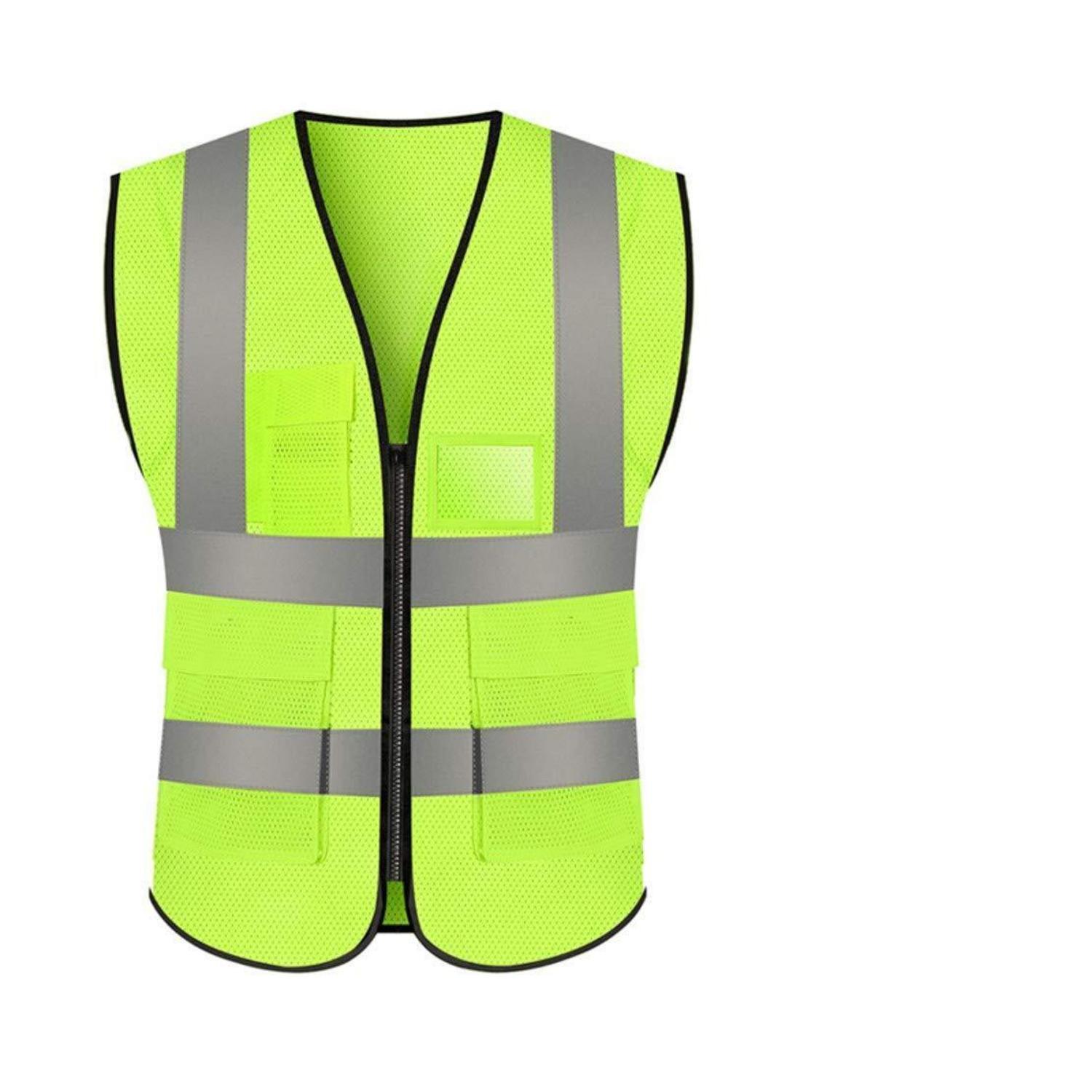 Sicherheitsweste Mit Reißverschluss Und Taschen, Hohe Sichtbarkeit, Reflektierend, Gelb, Xl