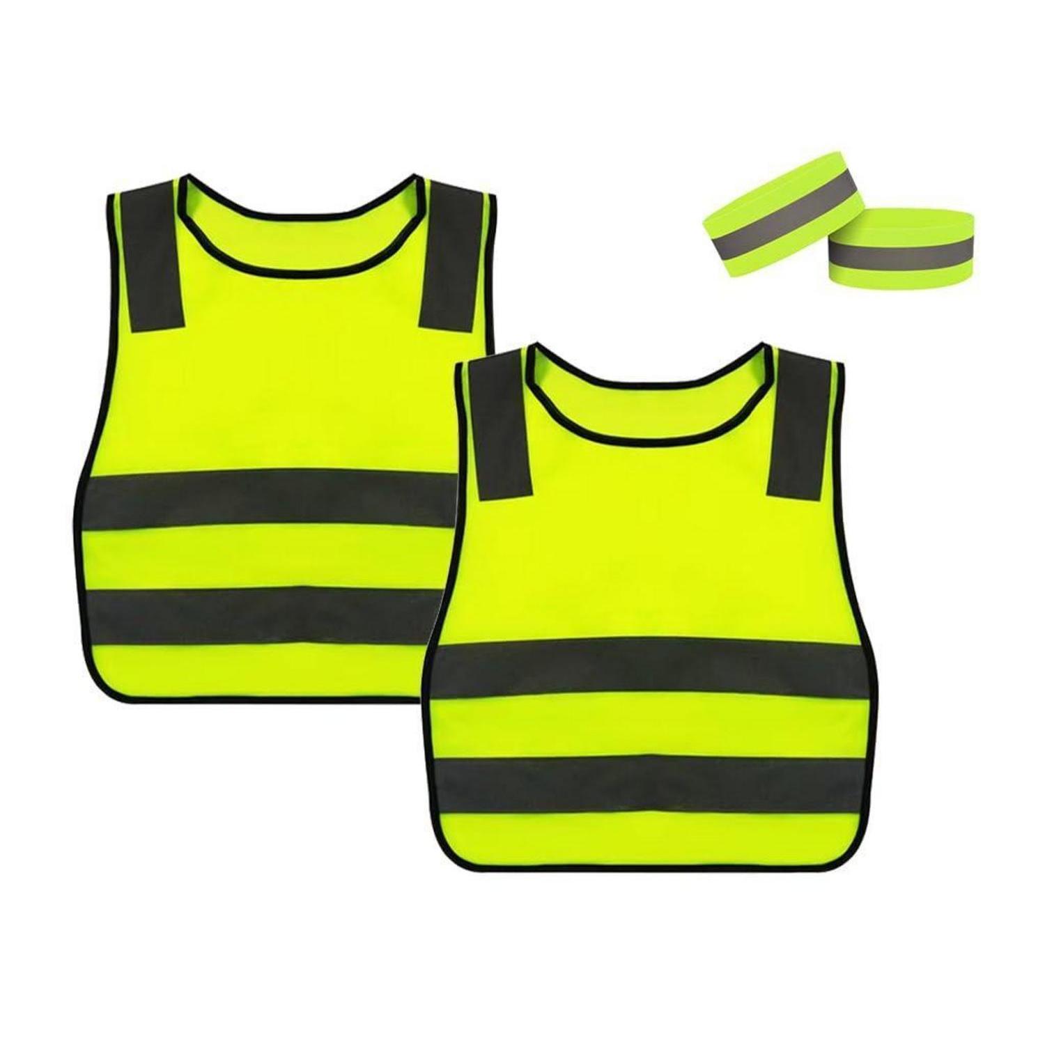 2er-set Kinderwarnwesten Mit Reflektoren Und Armbändern Für Sport & Auto