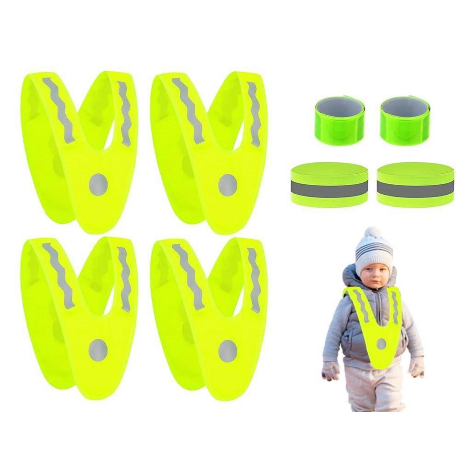 Warnwesten Kinder 4er Set Mit Reflektorband, V-form, Atmungsaktiv, Für Radfahren & Laufen