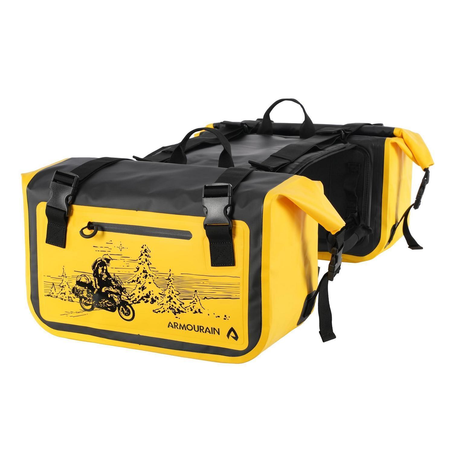 Motorrad Seitentaschen 50l Gelb Wasserdicht Pvc 500d Satteltaschen Für Motorradzubehör