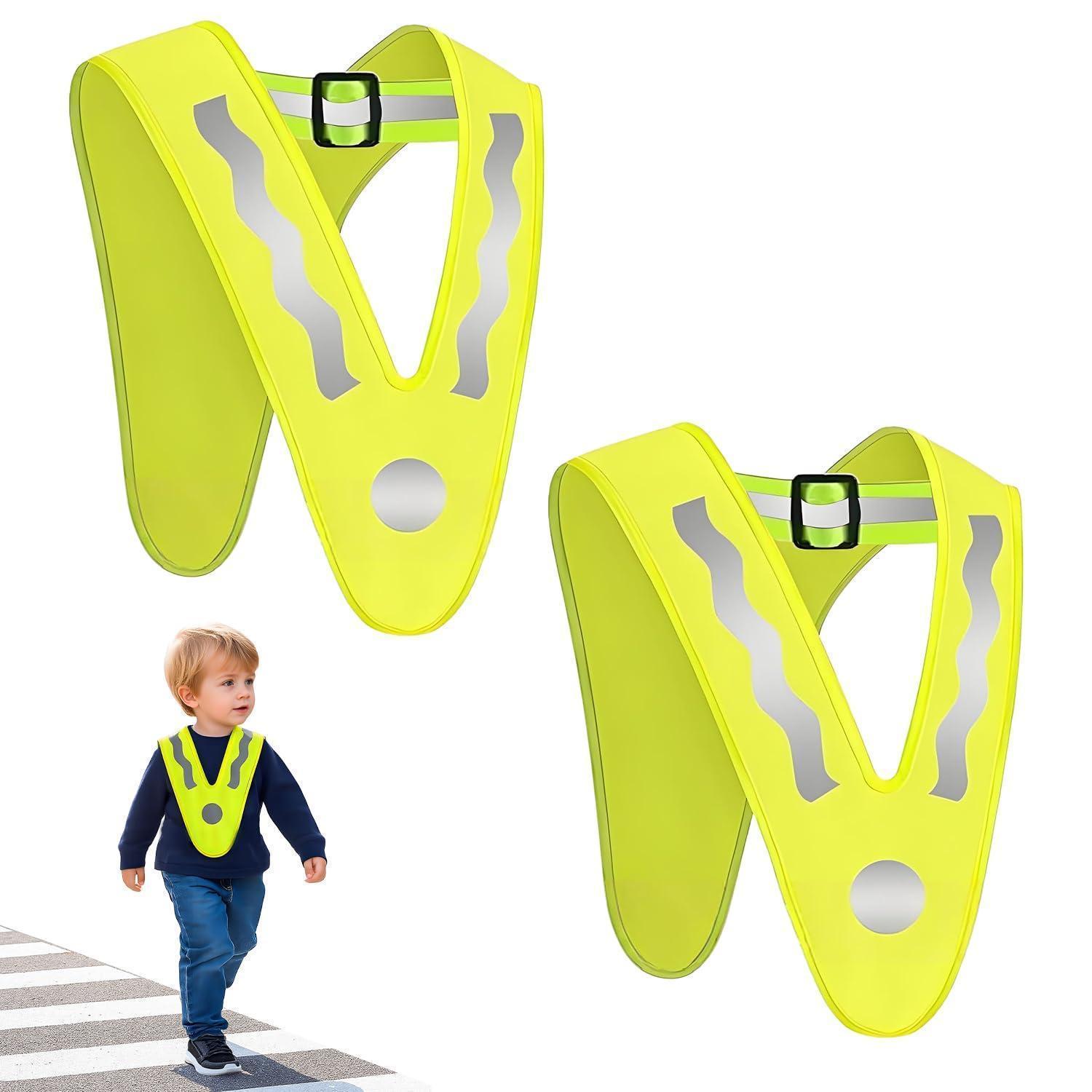 Reflektorweste 2er-pack Für Kinder & Erwachsene, Gelb, V-form, Waschbar