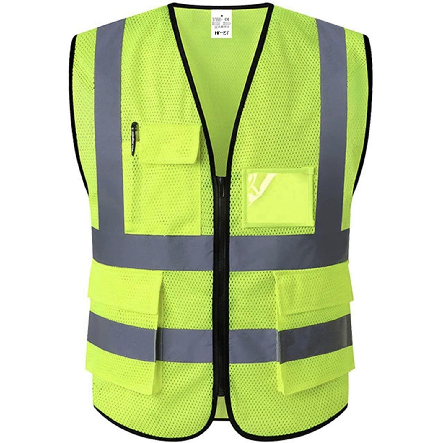 Warnweste Für Damen Und Herren, Hohe Sichtbarkeit, Reflektierend, Gelb, Mesh