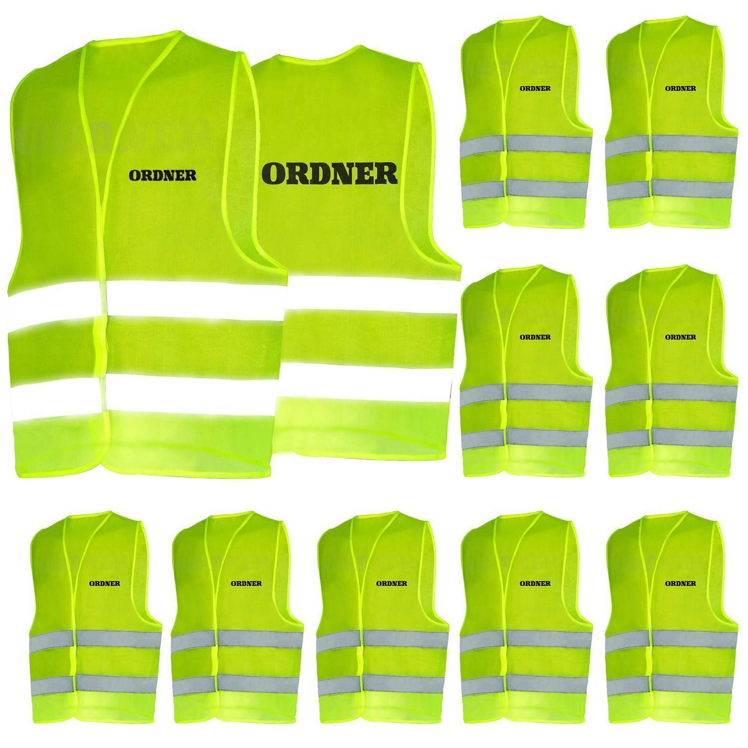 Warnweste Mit Reflektionsstreifen, Fluoreszierend Gelb, Größe Xl