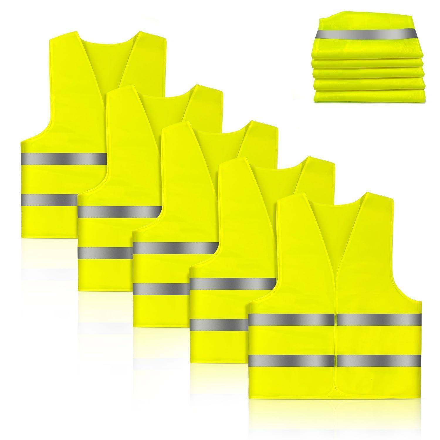Warnwesten Auto 5er-set, Gelb, Reflektierend, Unisex, Alle Größen