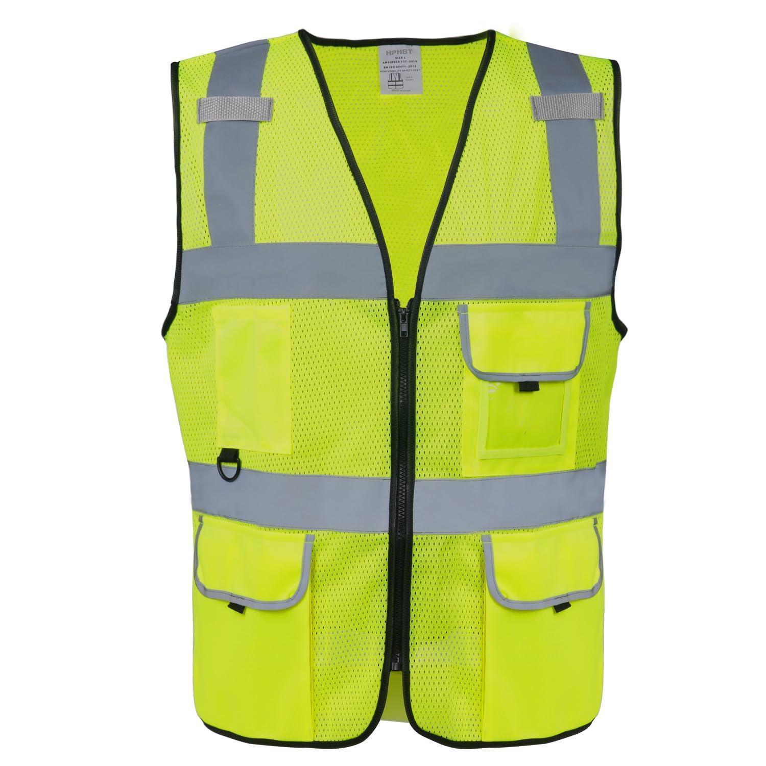 Warnweste Für Damen Und Herren, Hohe Sichtbarkeit, Reißverschluss, Reflektierend, Größe Xl-xxl