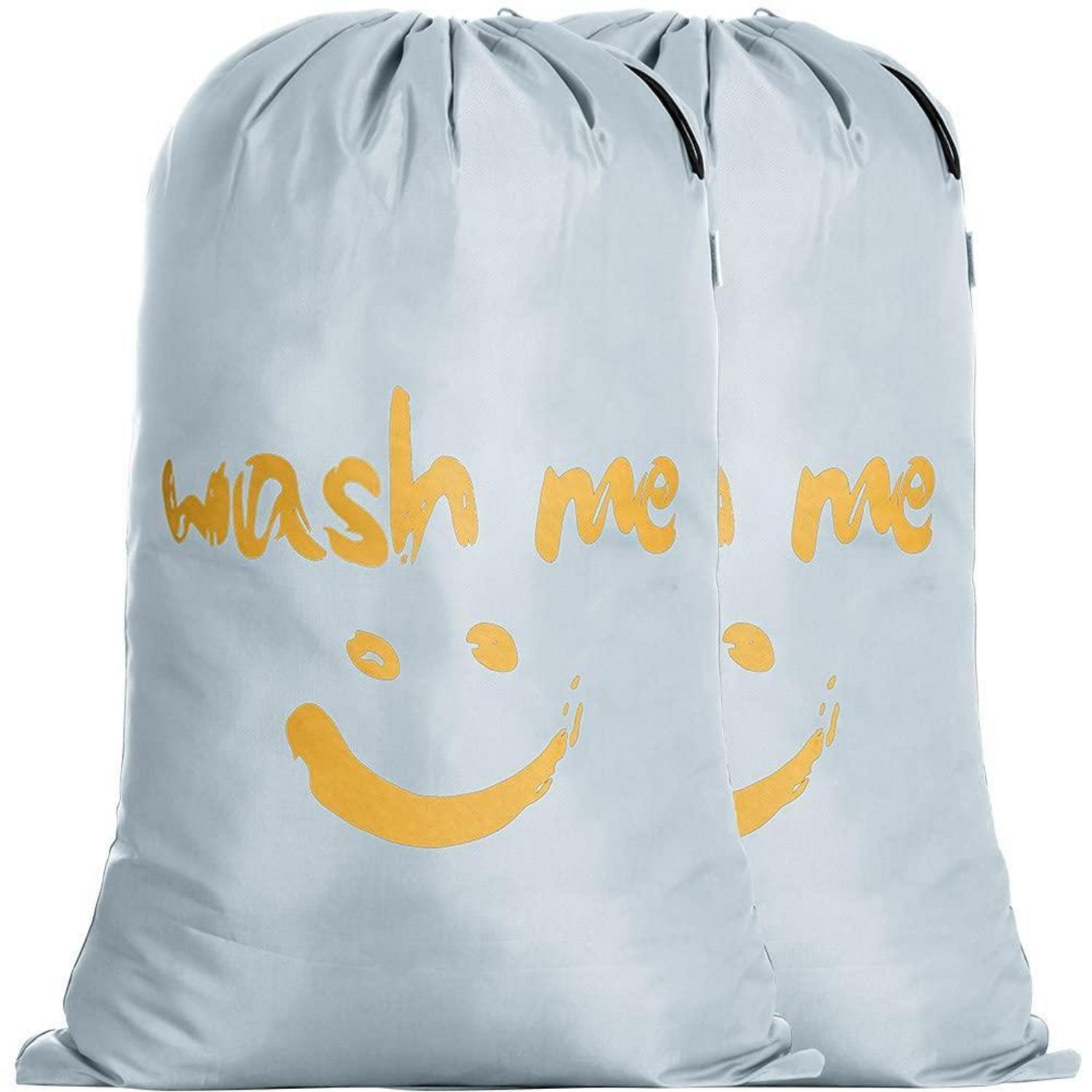 2er Pack Wäschesäcke Mit Kordelzug, 66x96cm, Silbrig