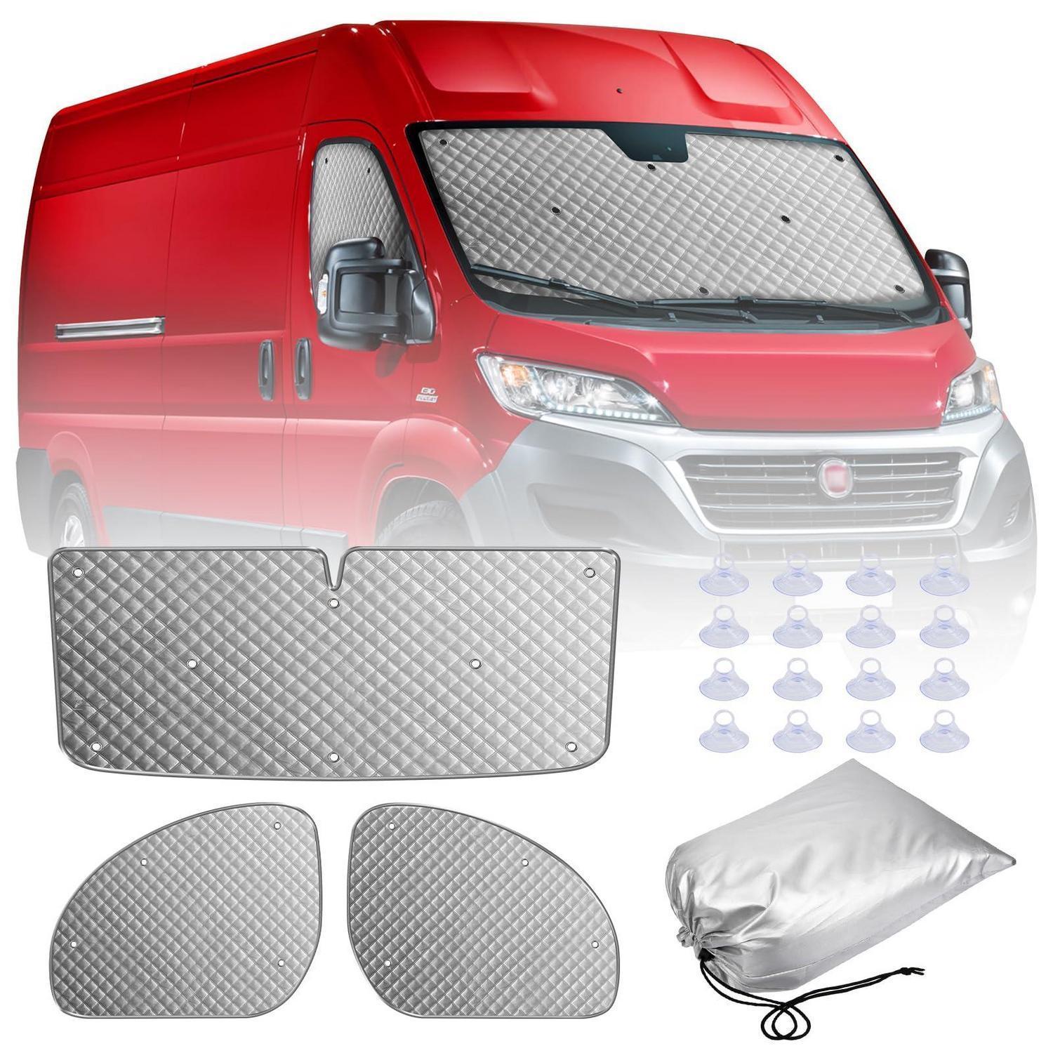 3-teiliges Thermomatten-set Für Fiat Ducato Ab 2006, Frontscheibenabdeckung Mit Saugnäpfen