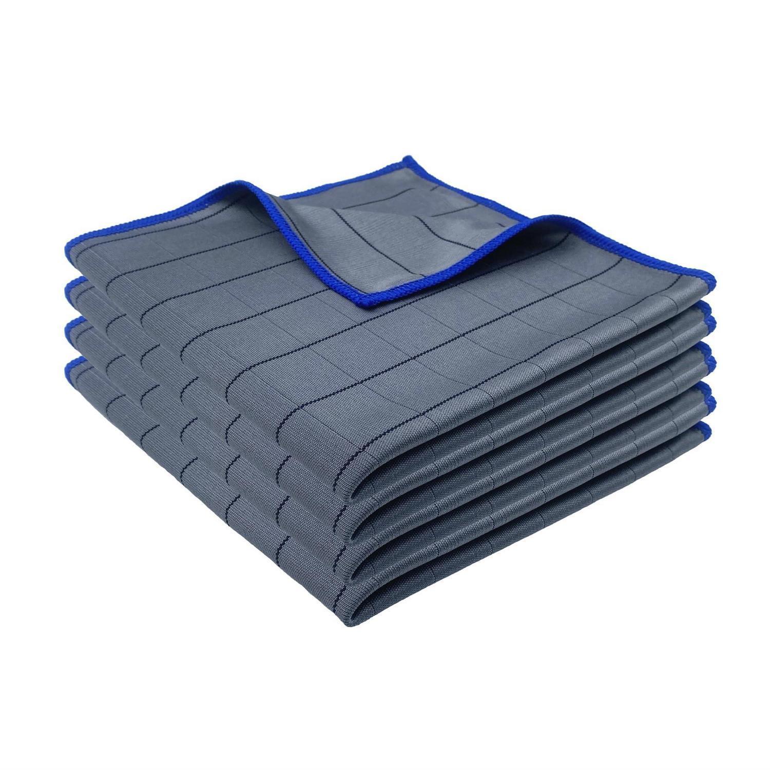 4x Fensterputztücher Carbon 40x40cm, Mikrofaser, Streifenfrei, 400gsm