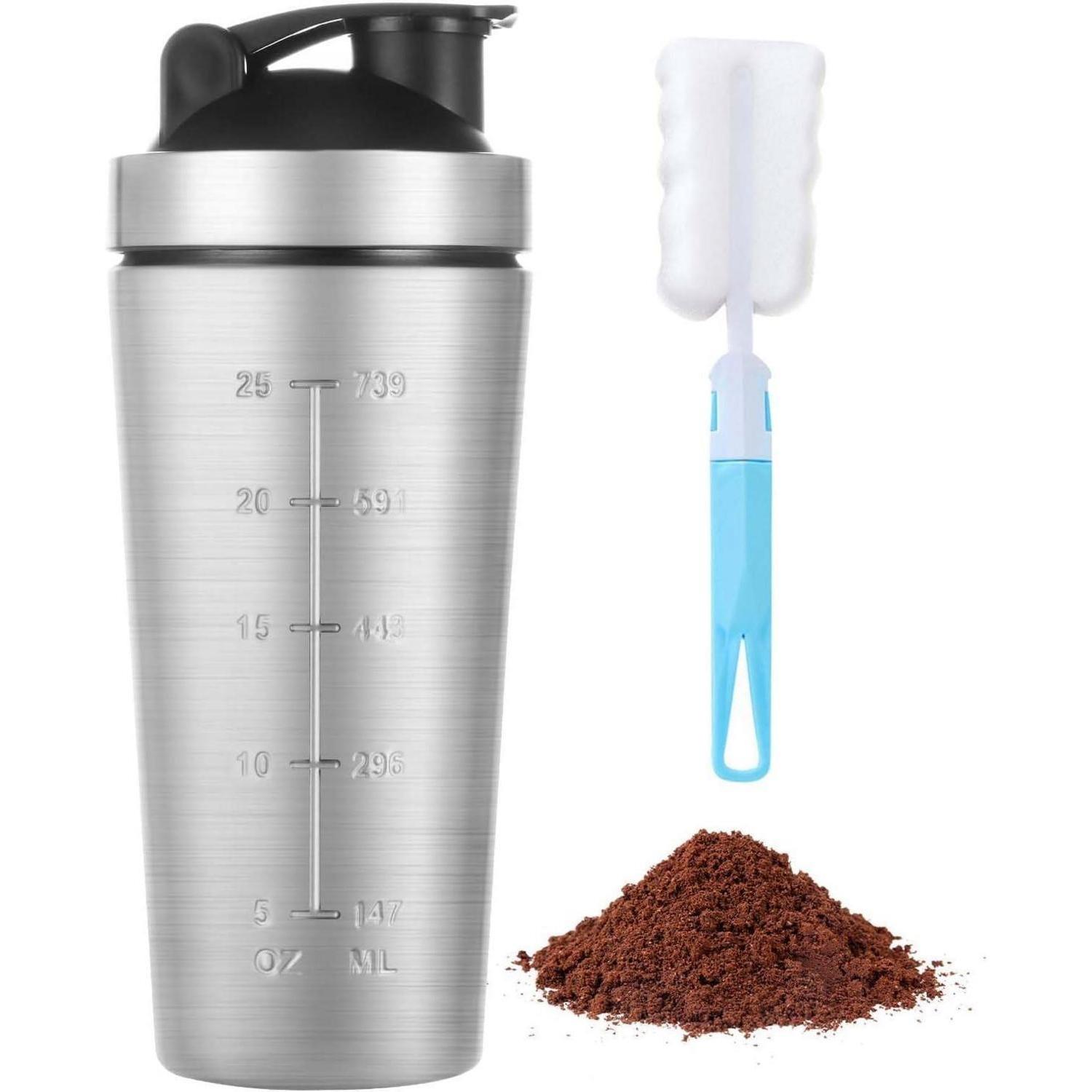 Edelstahl Protein Shaker 900ml Mit Skala, Bpa-frei, Auslaufsicher, Inkl. Shaker Ball