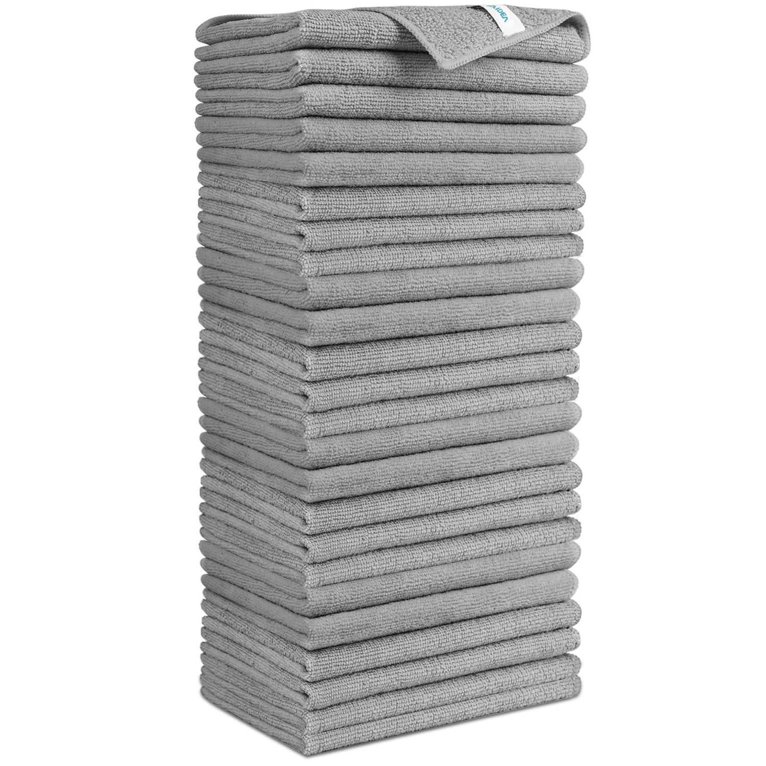 Mikrofaser Reinigungstücher 24 Stück, 30x30cm, Grau, Saugfähig, Fusselfrei