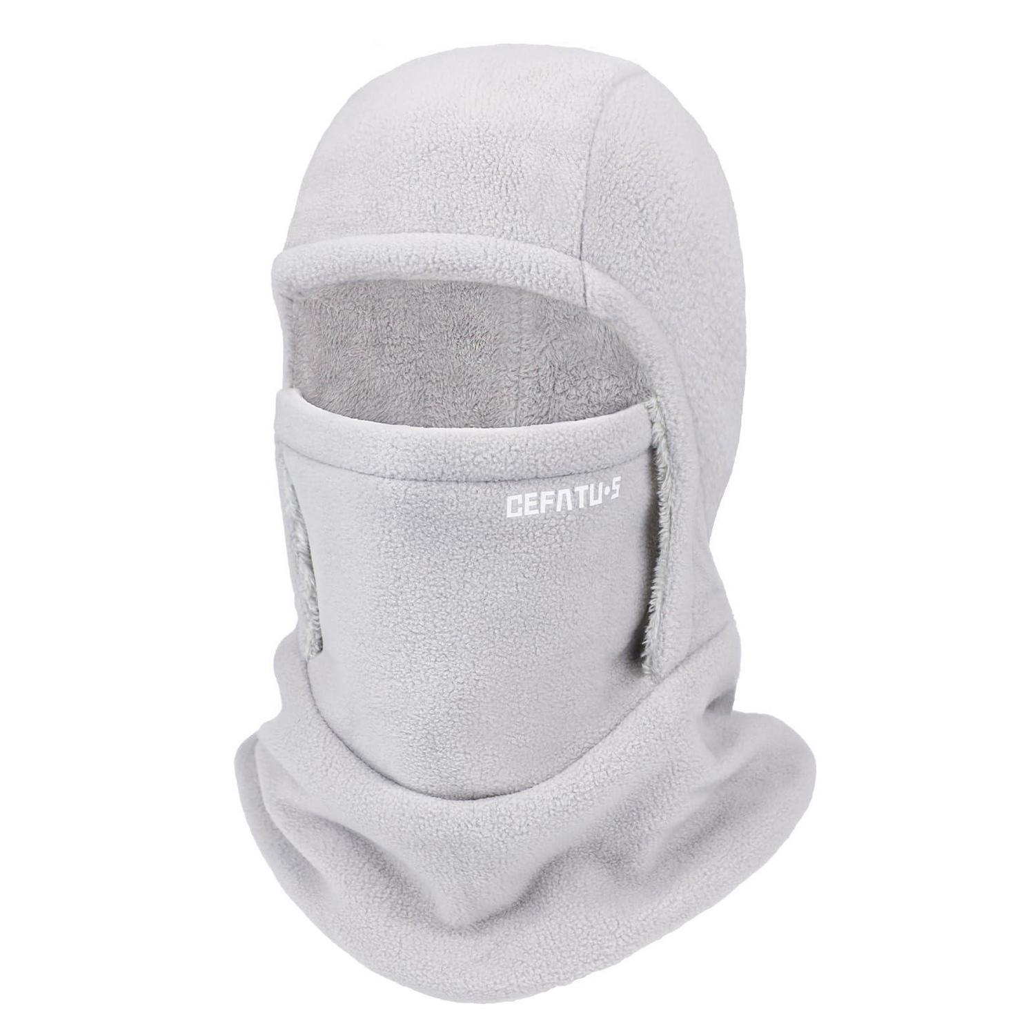 Sturmhaube Winter Mütze Für Damen Herren, Multifunktionale Winddichte Thermo Fleece Skimaske Mit Nackenwärmer, Grau