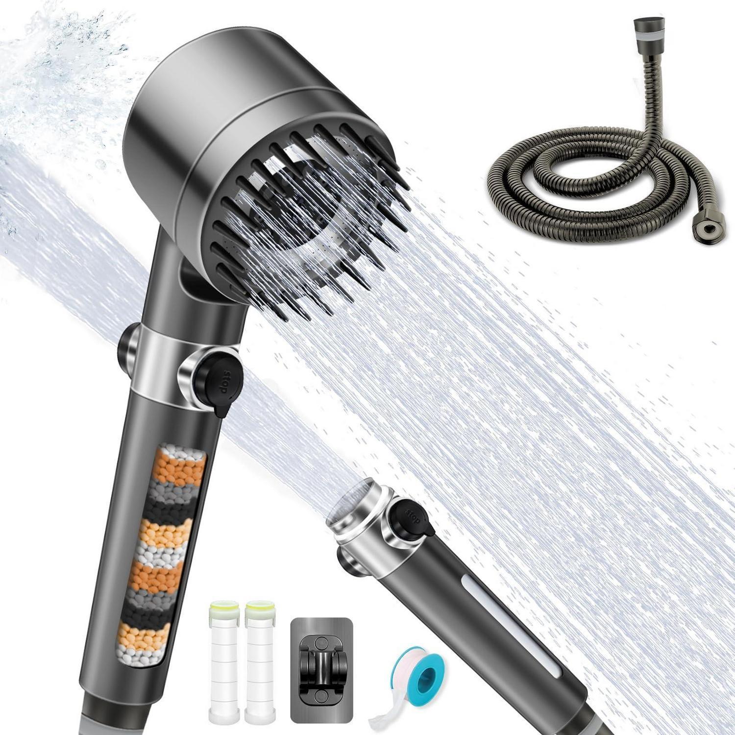 Handbrause Mit Filter Und 3 Modi, Wassersparend, Hochdruck, Inkl. 1,5m Schlauch