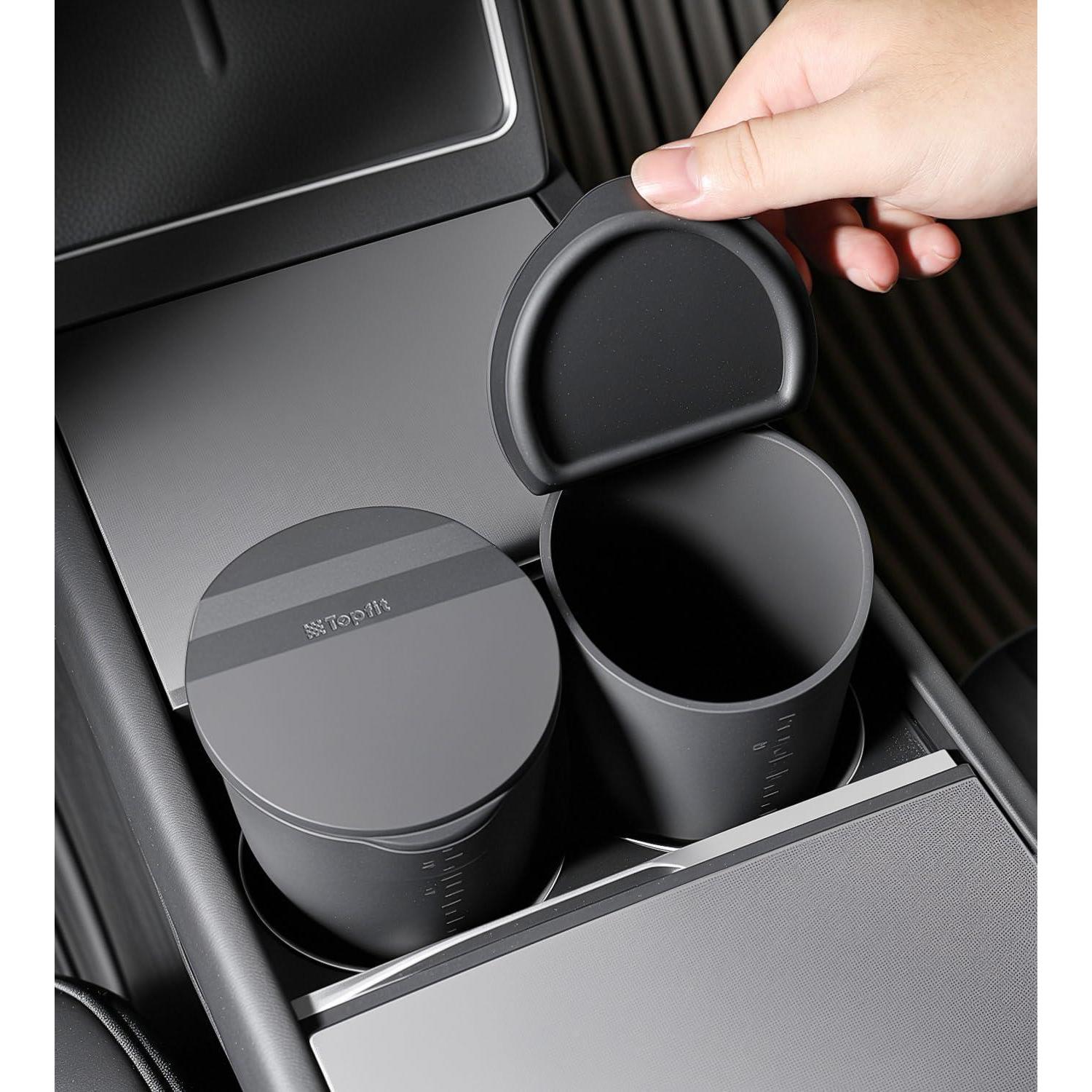 Auto Mülleimer Mit Deckel, 2 Stück, Silikon, 425ml, Schwarz