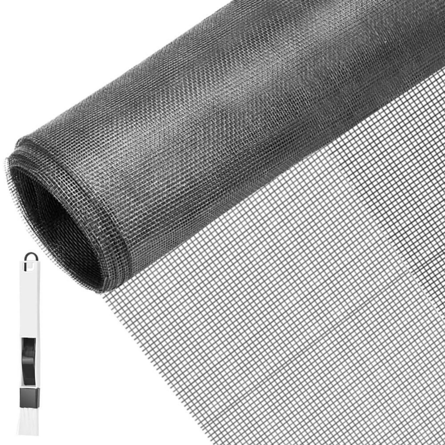Fliegengitter Meterware 80x120cm Grau Mit Fensterputzbürste