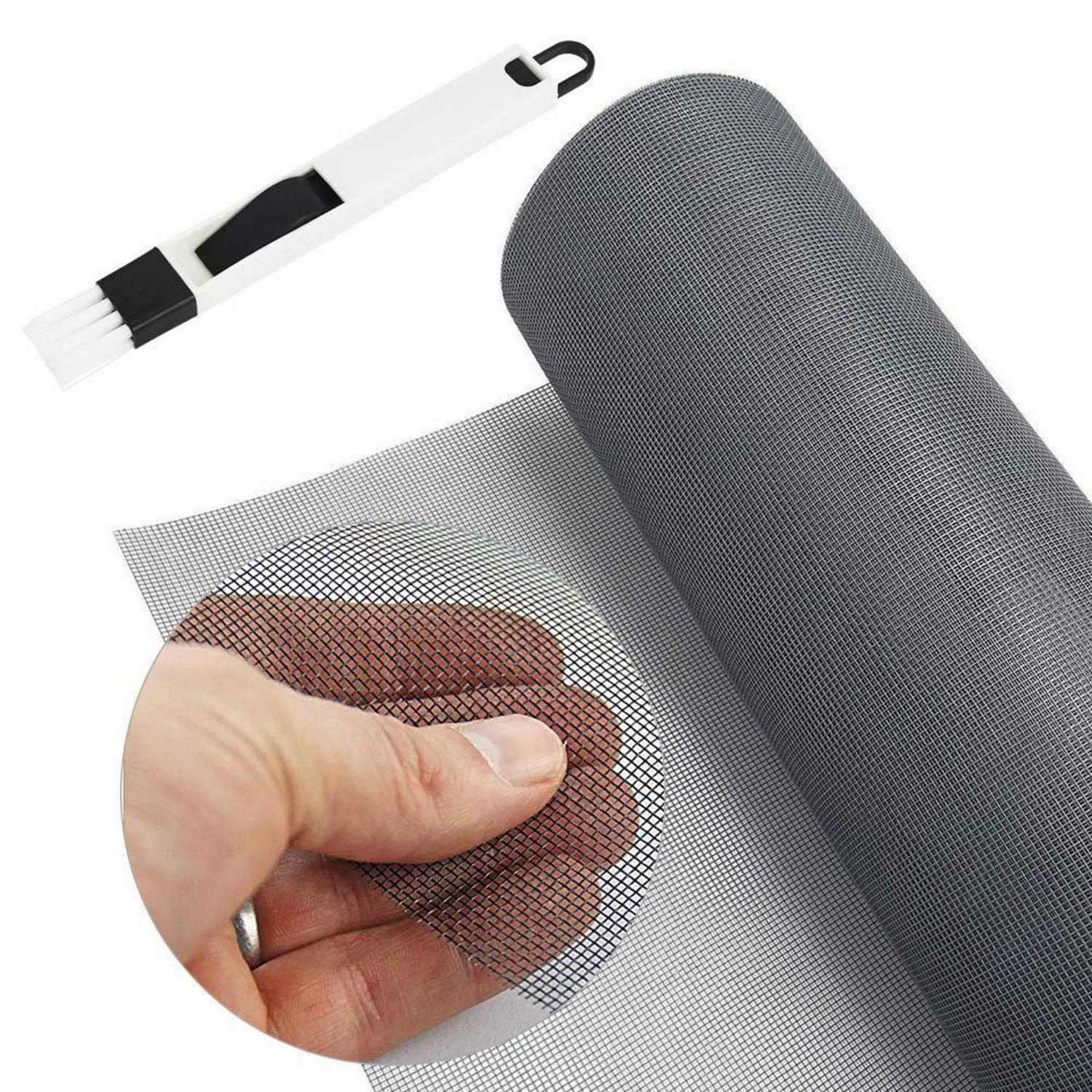Fliegengitter Meterware 120x250cm Grau Mit Fensterputzbürste