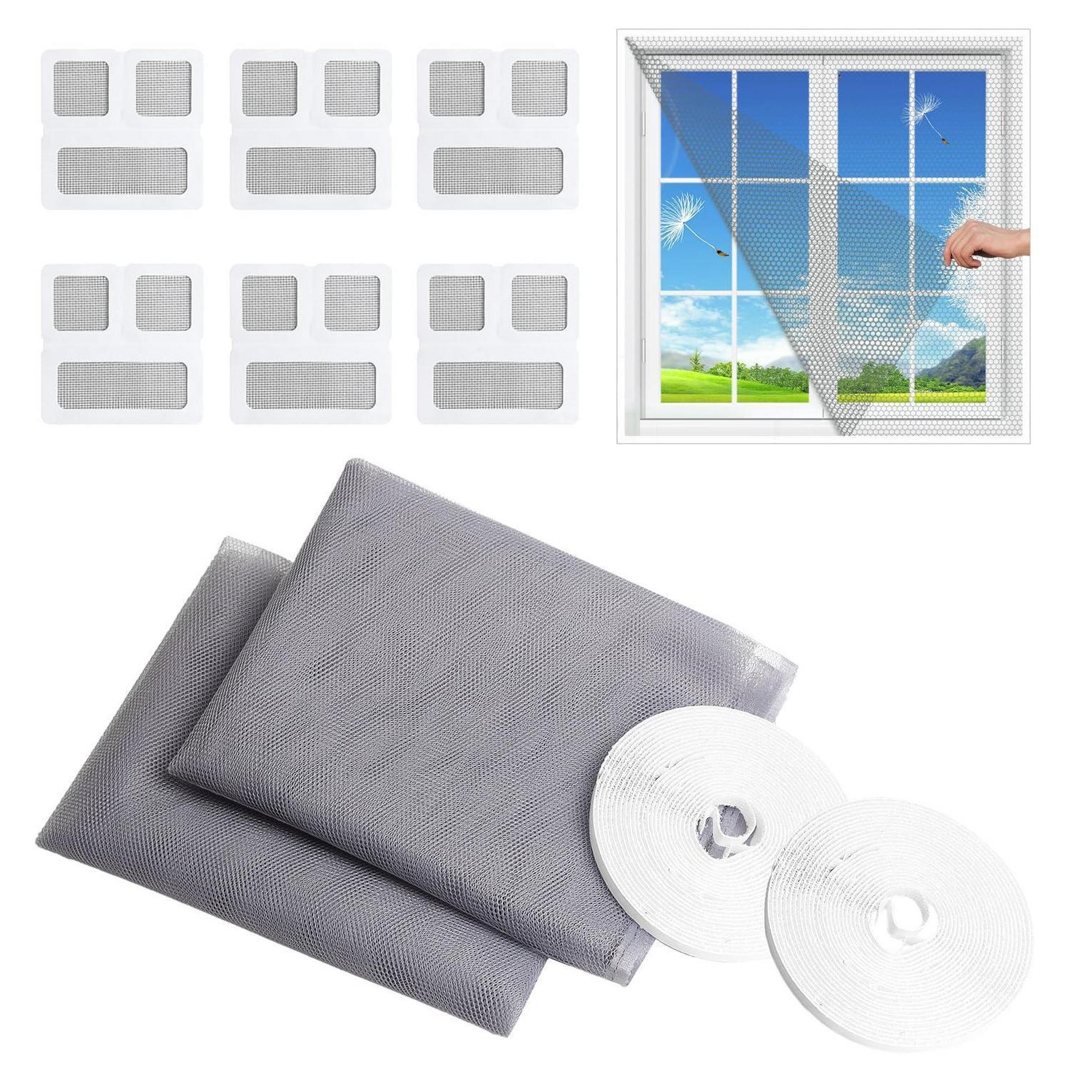 Fliegengitter Fenster 2 Stück 130x150cm Zuschneidbar Insektenschutz Mit Reparaturflicken Und Klebeband