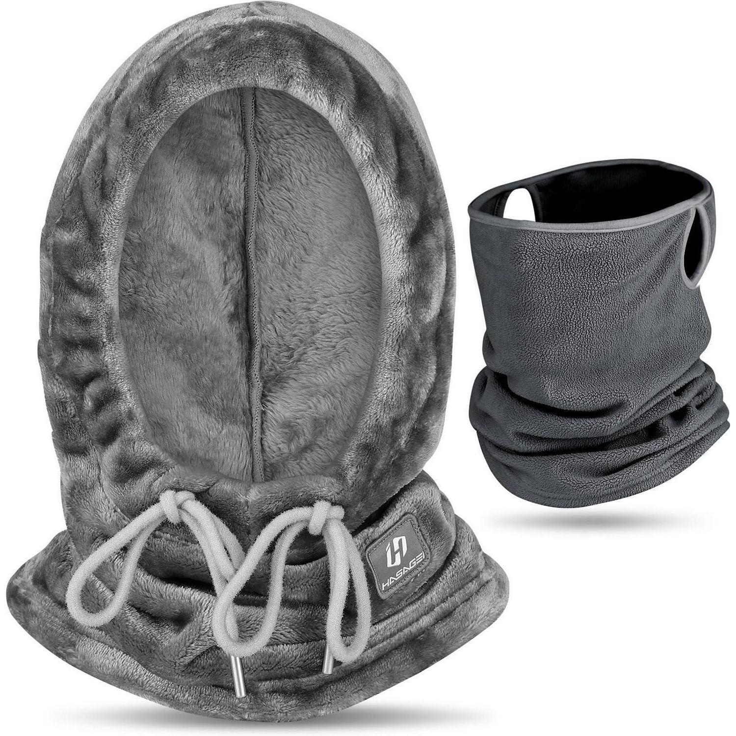 Sturmhaube Balaclava Mit Nackenwärmer, Winddicht & Warm, Atmungsaktiv, Unisex, Grau