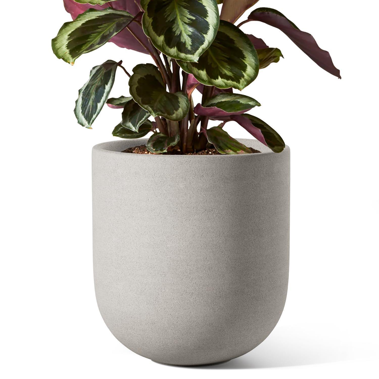 Keramik Blumentopf 20cm Mit Ablaufloch & Stopfen, Atmungsaktiv, Grau