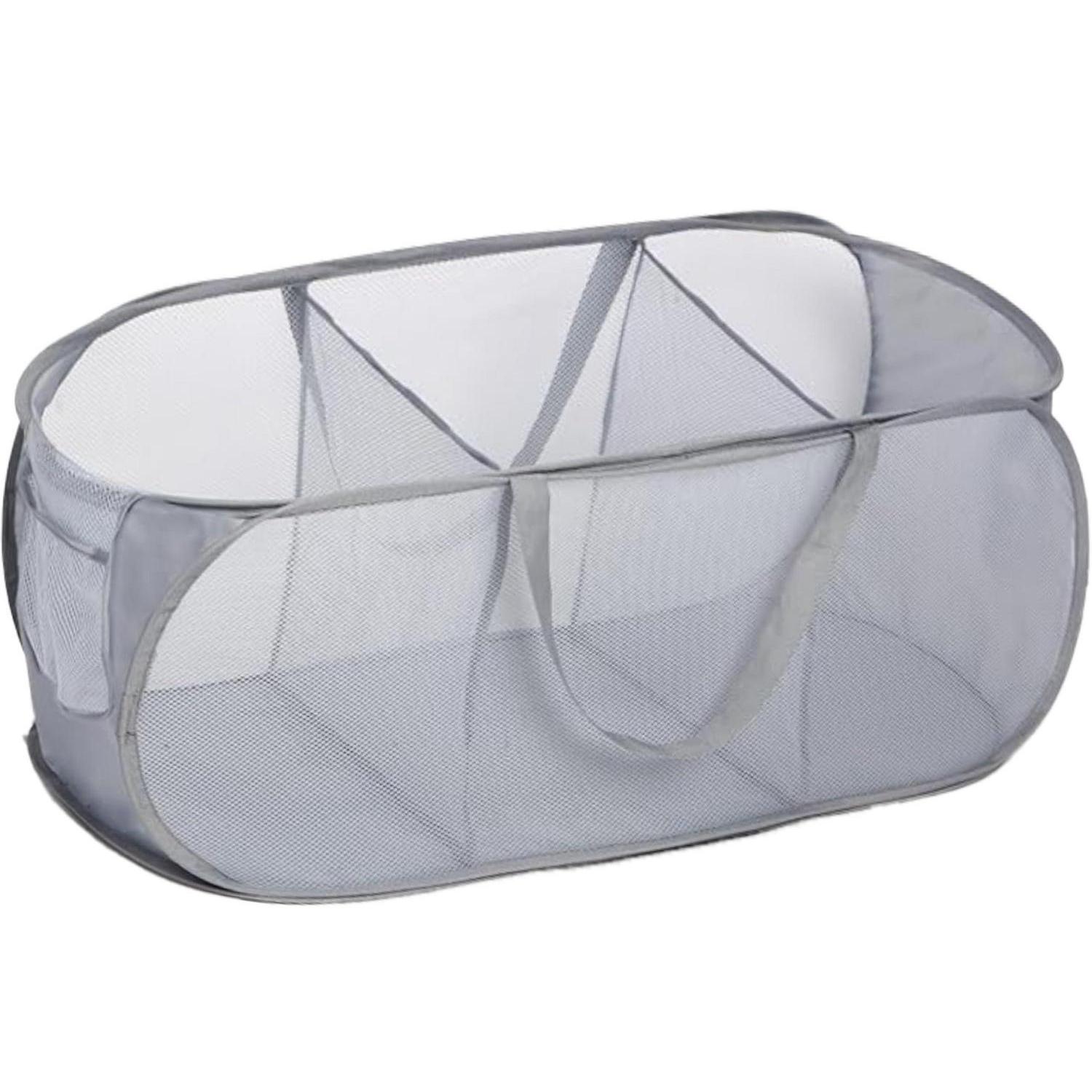 Pop Up Wäschekorb Faltbar 100l Mit Griff, Atmungsaktiv, Grau