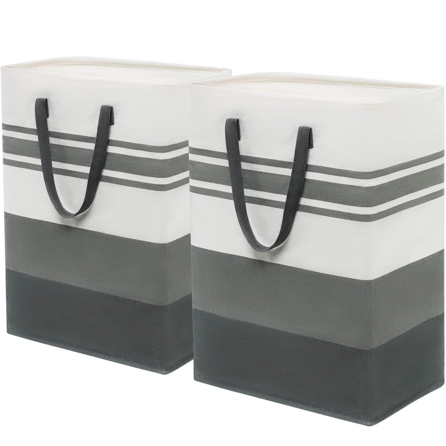 Wäschekorb 2er Set 75l Faltbar Mit Griffen 43x60cm Grau