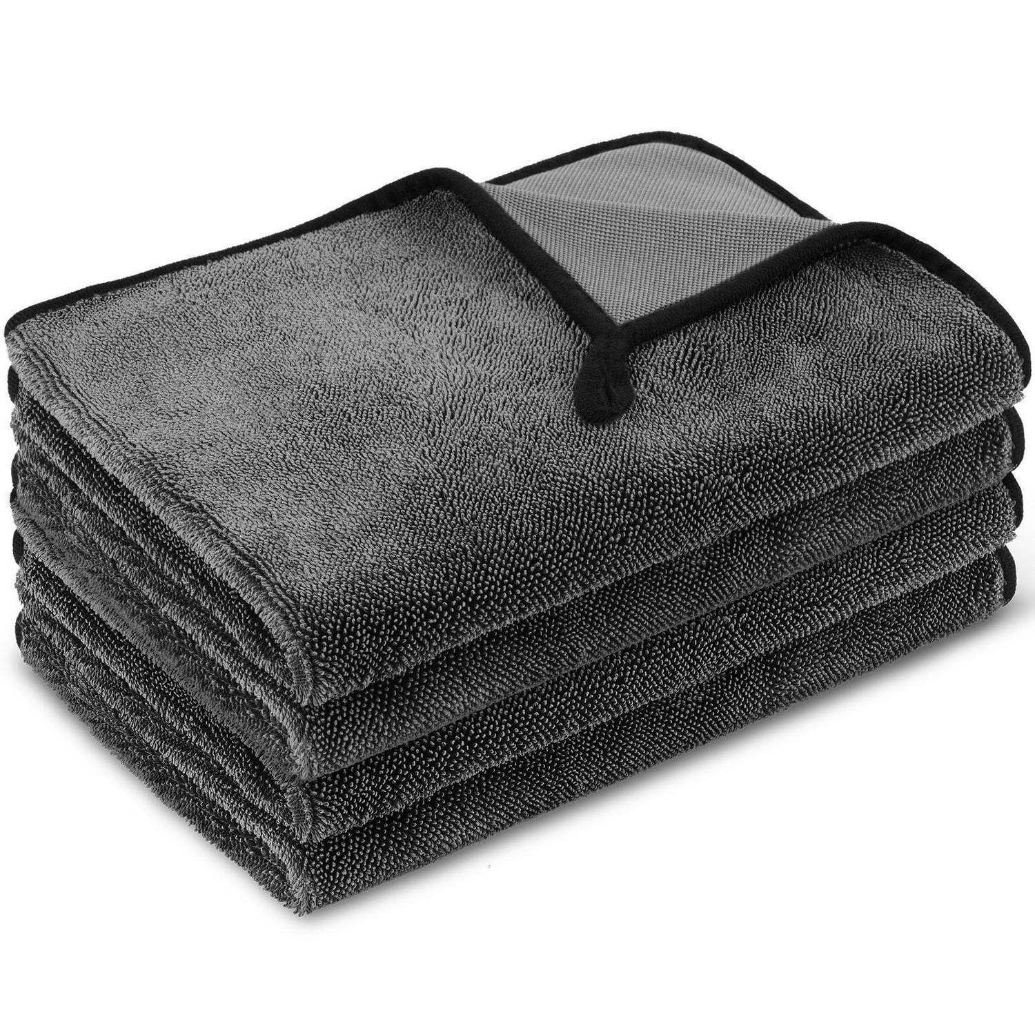 Mikrofasertücher 4 Stück, 60x40cm, Extrem Saugfähig, Schnell Trocknend, Für Auto & Haushalt