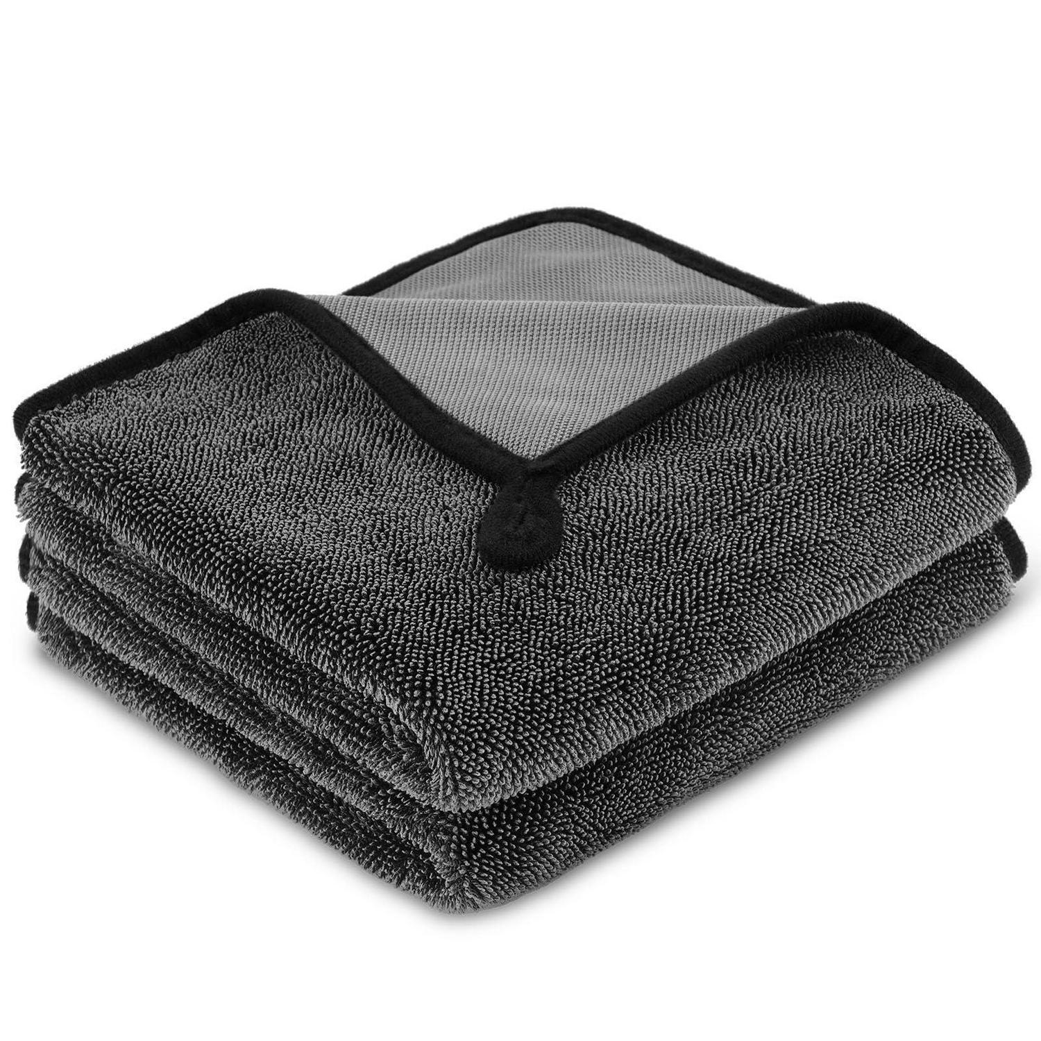 Mikrofasertücher 2 Stück Grau 40x40cm, Extrem Saugfähig, Schnell Trocknend