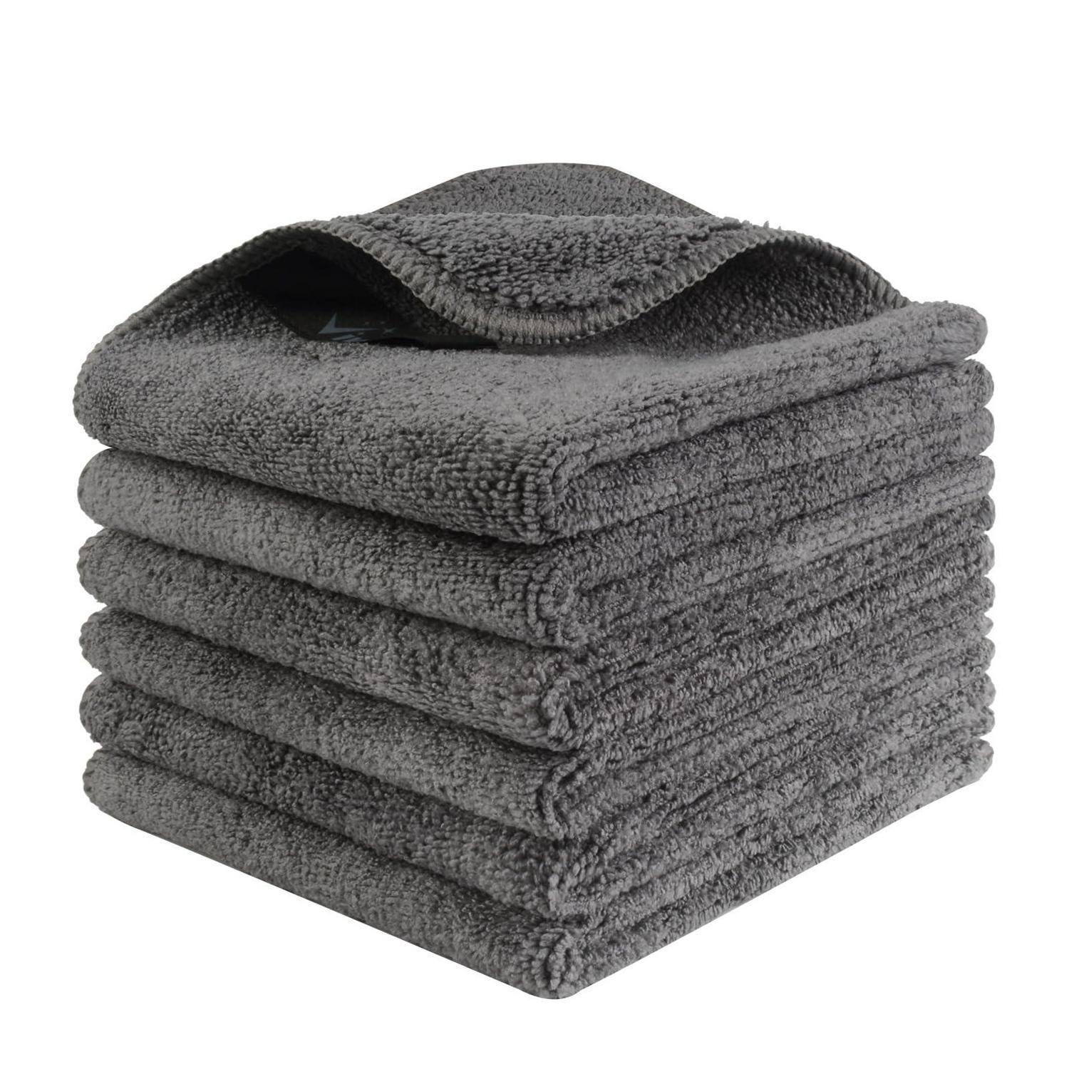 Mikrofaser Spüllappen 6 Stück, Super Saugfähig, 25x25cm, Grau