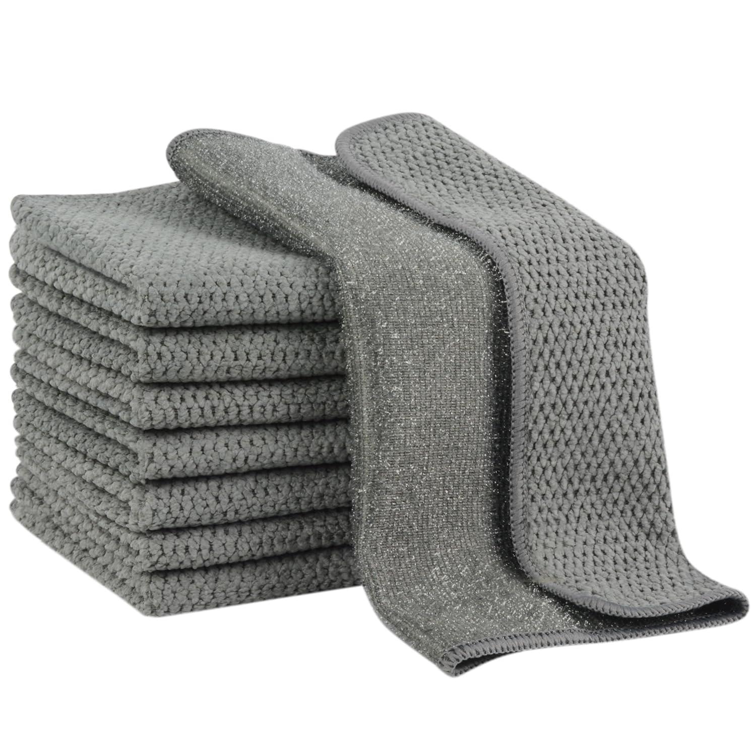 Mikrofaser-reinigungstücher 8er-set, Doppelseitig, 25x25cm, Grau