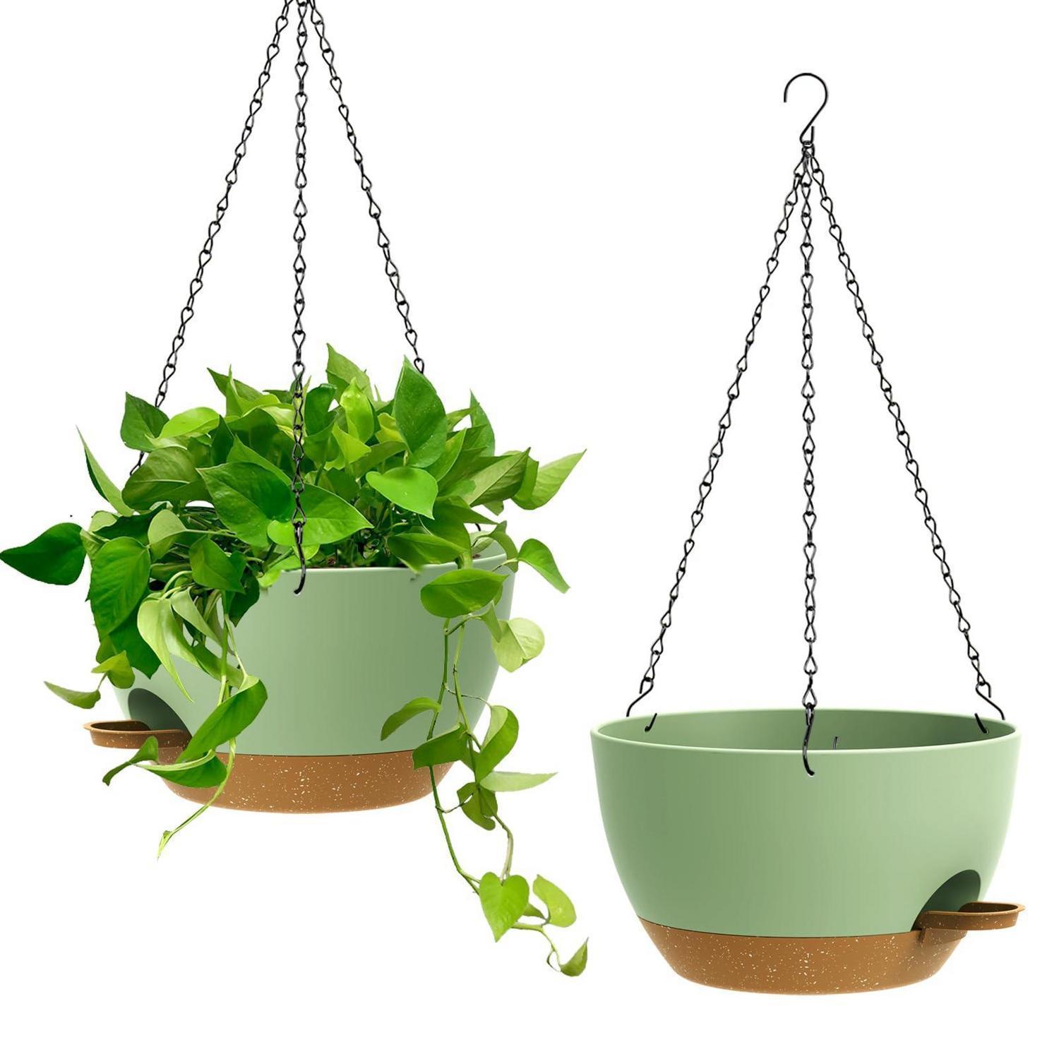 25cm Selbstbewässernde Hängeampel 2er-set – Blumentopf Hängend Innen & Außen Mit Drainage