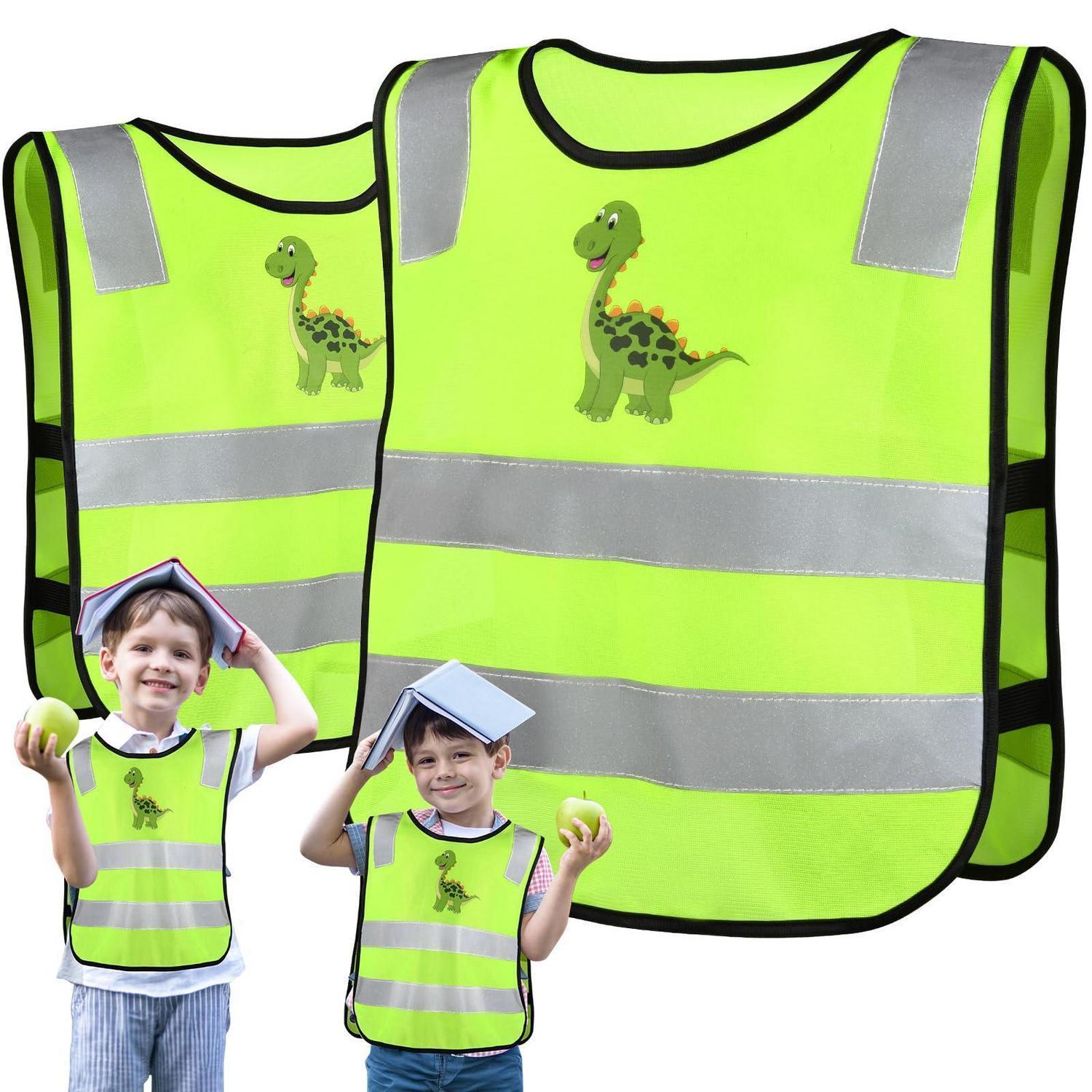 2er Set Kinder Warnweste Mit Dinosaurier Motiv, Atmungsaktiv, Reflektierend