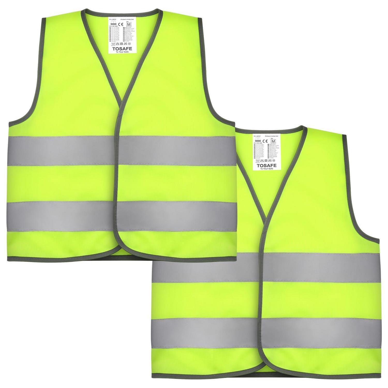 2er Pack Kinder Warnweste Mit Reflektorstreifen Für Laufen, Radfahren, Outdoor